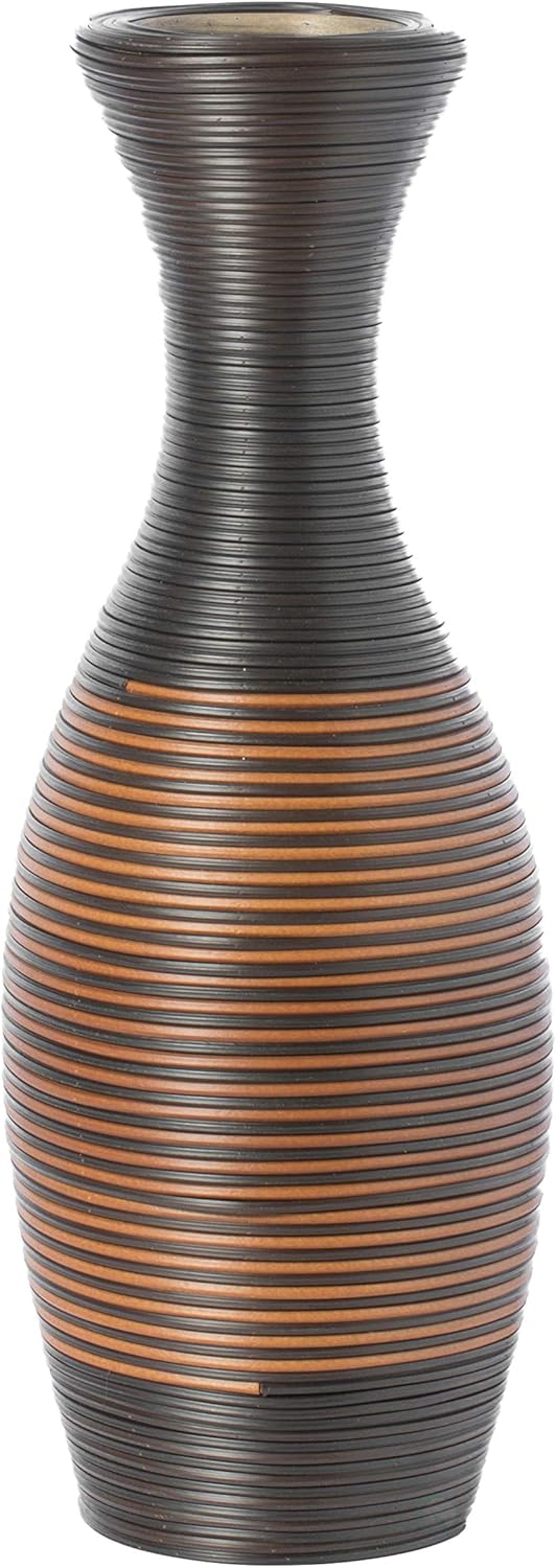 Tall Floor Vase, Modern Large vase for Home Decor Floor, Brown Artificial Rattan Floor Vase, Brown Floor Vase for Living Room or Hallway, 41-Inch-Tall Vase