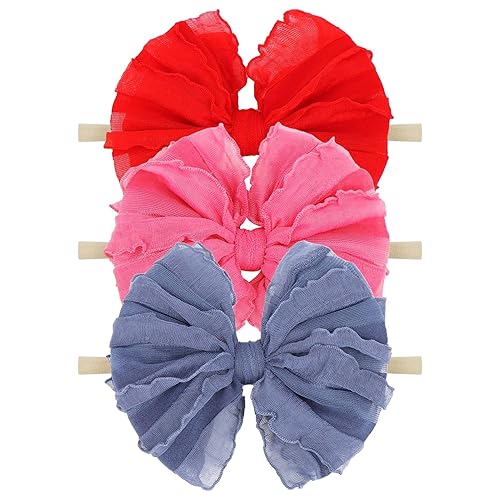 Miniatura 8 de Lazos grandes de encaje para bebé, bandas elásticas para el cabello, lazos para el cabello, accesorios suaves para el cabello para niños, recién