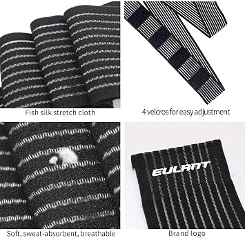 EULANT Elastic Wrist/Leg Support Brace 1 Pairs, Adjustable Compression Wrist Wraps Wristbands for Carpal Tunnel Arthritis Tendonitis Weightlifting Tennis Basketball Working Out Fitness