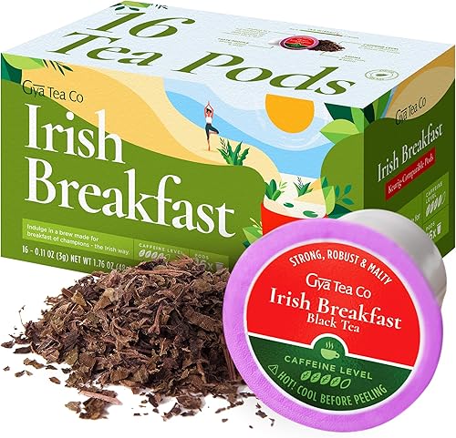 Gya Tea Co Irish Breakfast Tea K Cups para Keurig Suave K Cups té altamente cafeinado Cápsulas de té Keurig para preparación K-Cup Irish