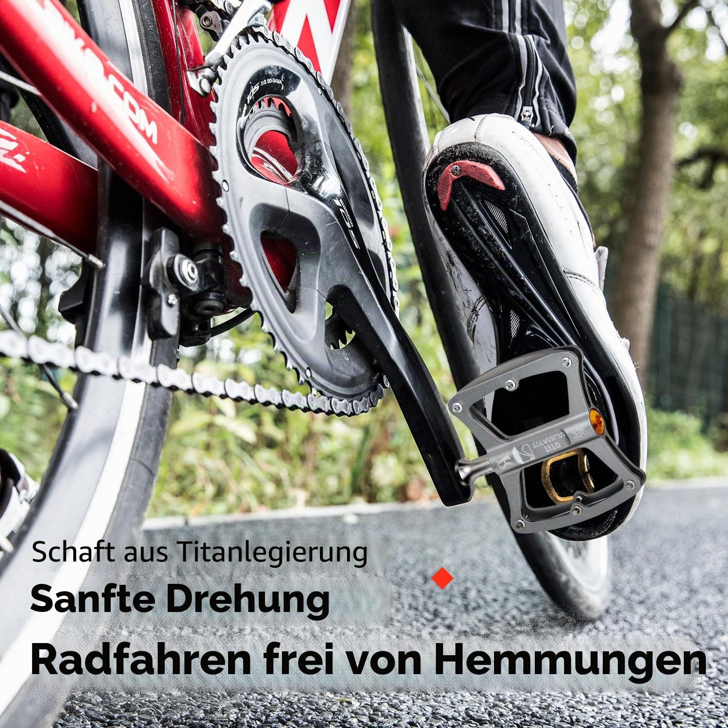 TiTo Titanium Fahrrad Pedalen mit Aluminium-Legierung Fahrrad Fuß Pedale und Titan Achse Leichte Anti-Rutsch Rennrad Pedale für Rennrad Citybike E-Bike oder Mountainbike