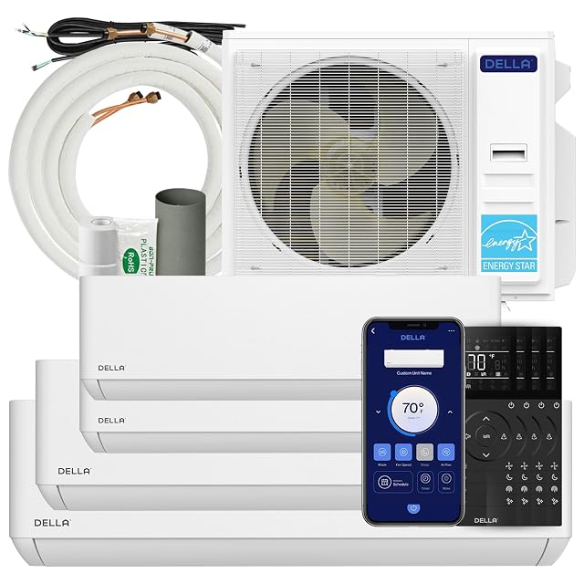 Della DELLA 42K BTU 4 Zone (2x9K+12K+23K) Mini Split AC,22 SEER2,16ft Kits