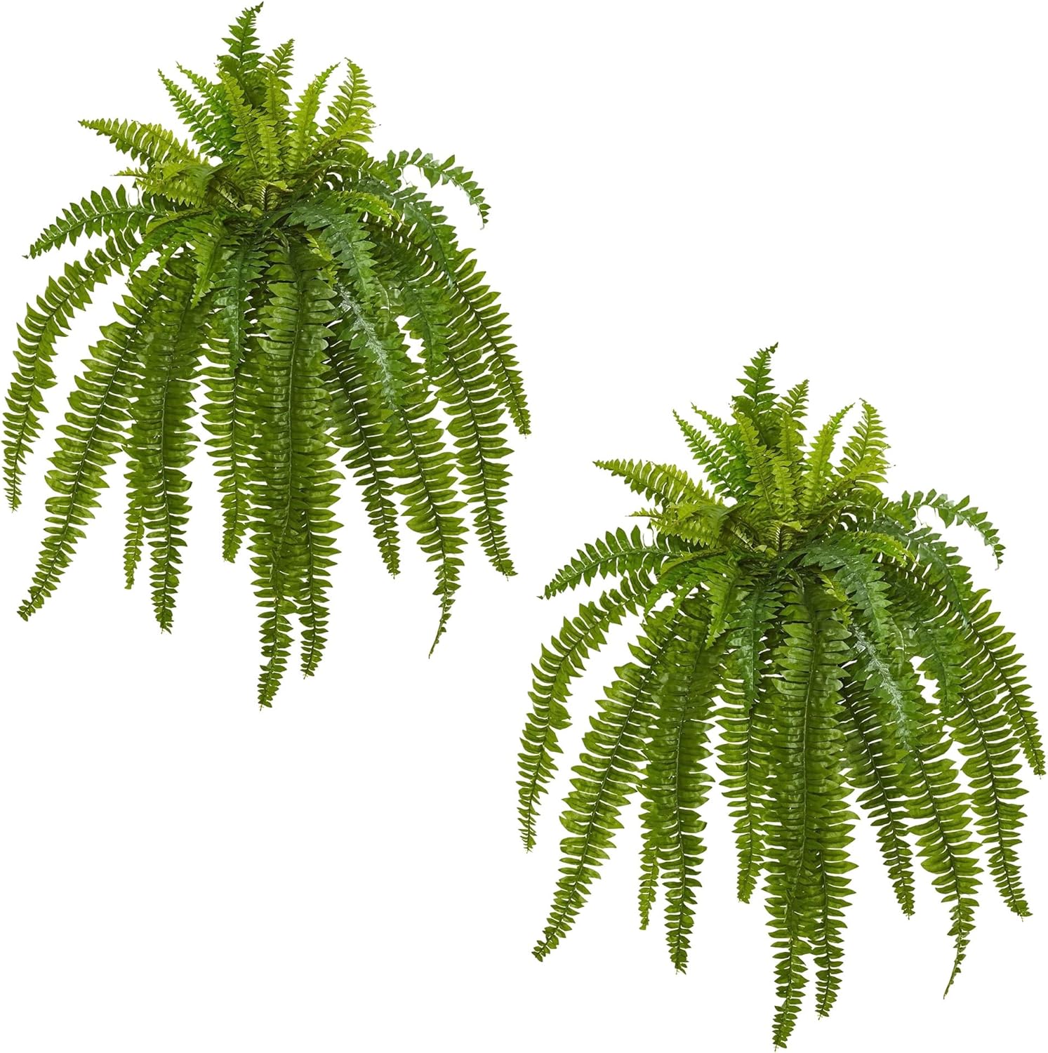 Nearly Natural Boston Fern Artificial Silk Plants (Set of 2) and Potted or Hanging Boston Fern (Set of 2)