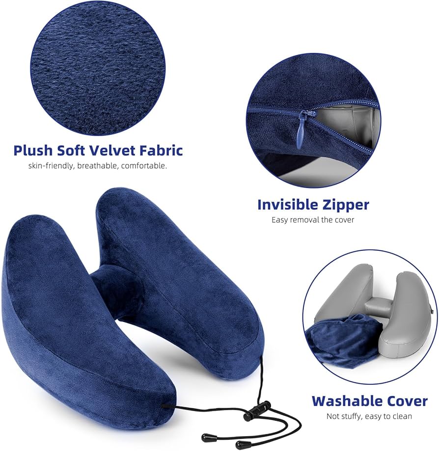 Amazon.com: Inflatable Travel Pillow, H-Shape Inflatable Neck Pillow for Traveling on Plane, Washable Cover Travel Pillow Airplane Pillow for Neck Support, Blow up Neck Pillows for Air Travel : Home & Kitchen