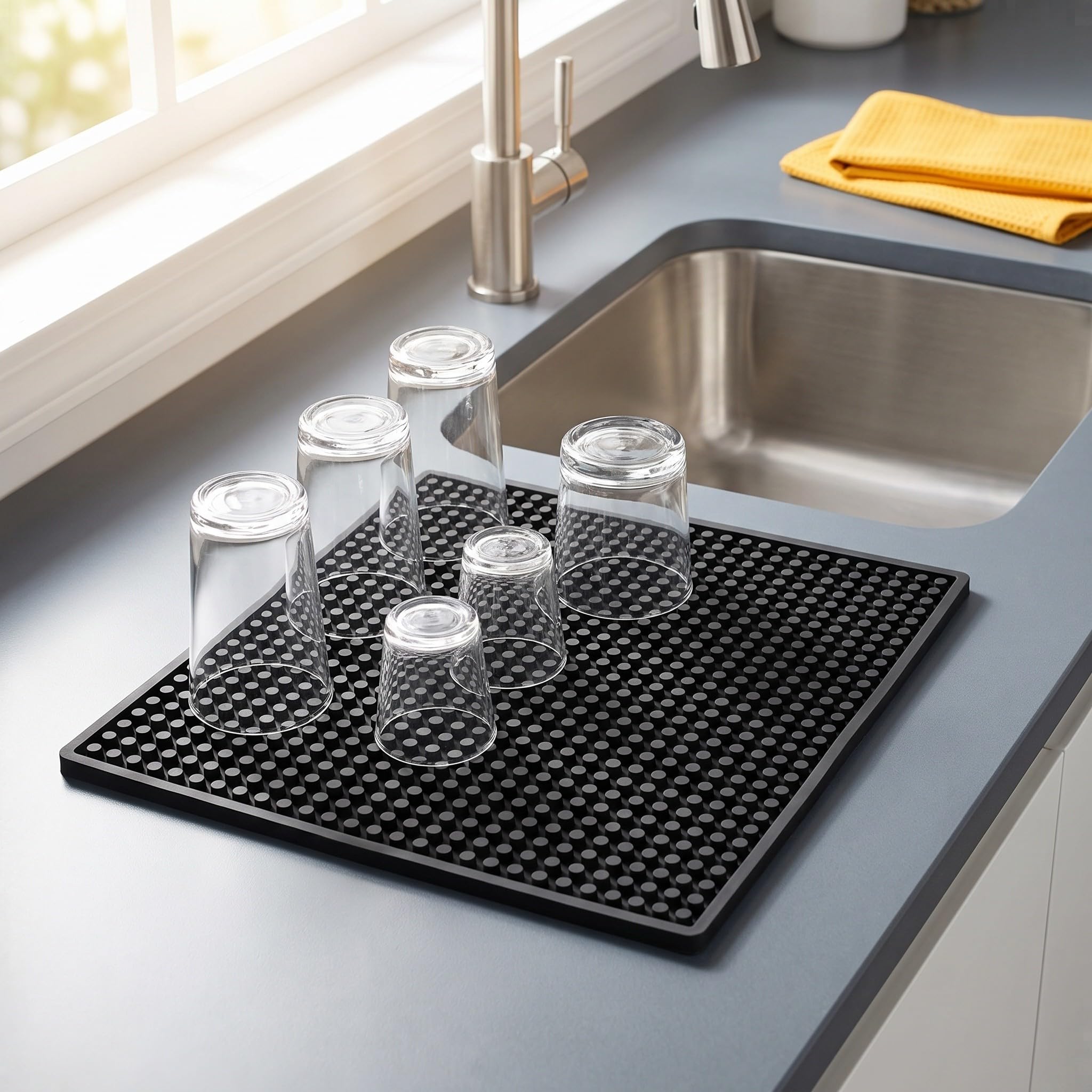 CALLARON Alfombrilla de Secado para Cubiteras - Almohadilla de Silicona Antigoteo de 35,5 X 30,5 Cm - Protector Antideslizante para Encimeras de Bar, Desagüe de Máquinas de Hielo, Servicio de
