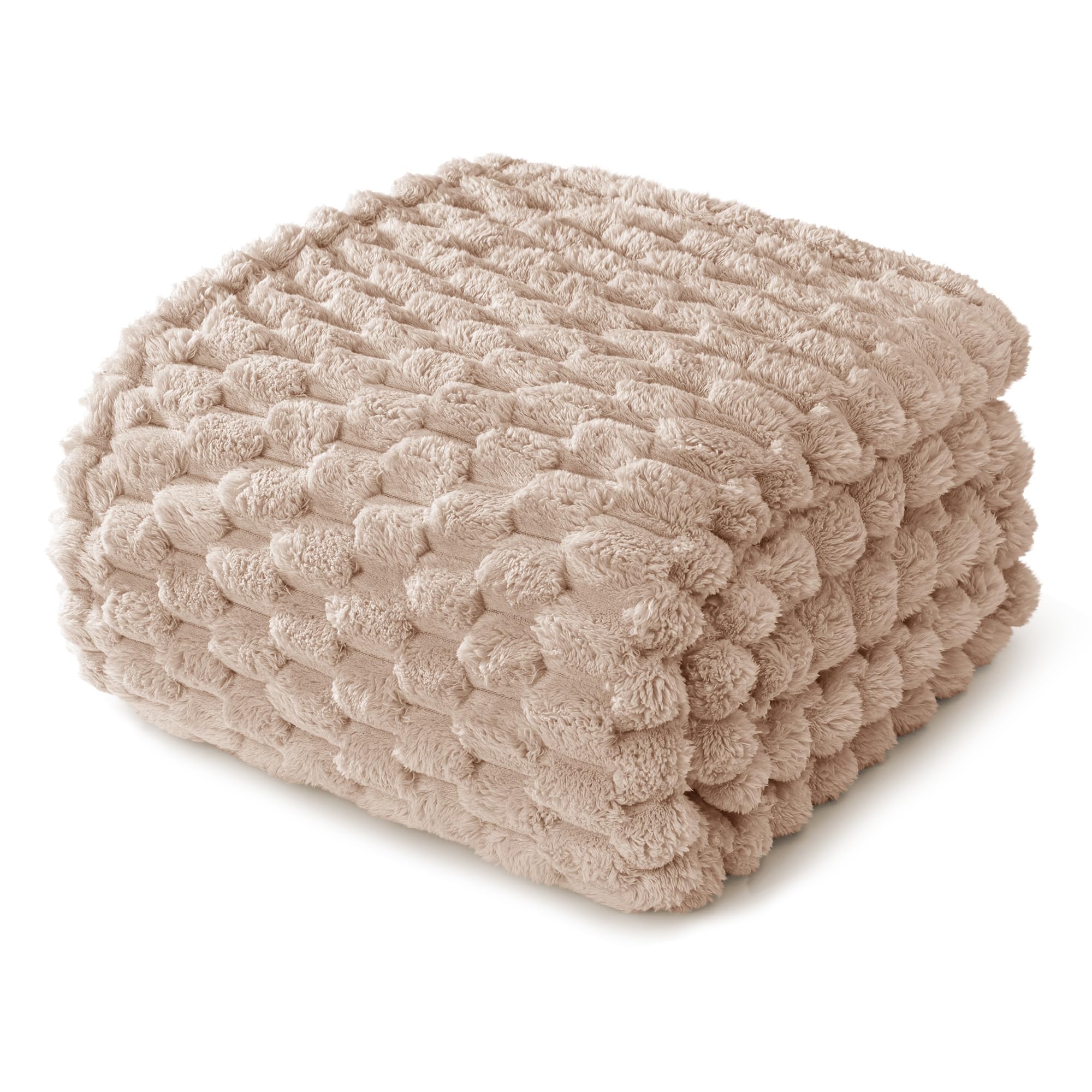 Whale Flotilla Manta mullida con patrón jacquard 3D, exquisita y cálida manta para todas las estaciones, 150 x 200 cm, color camel