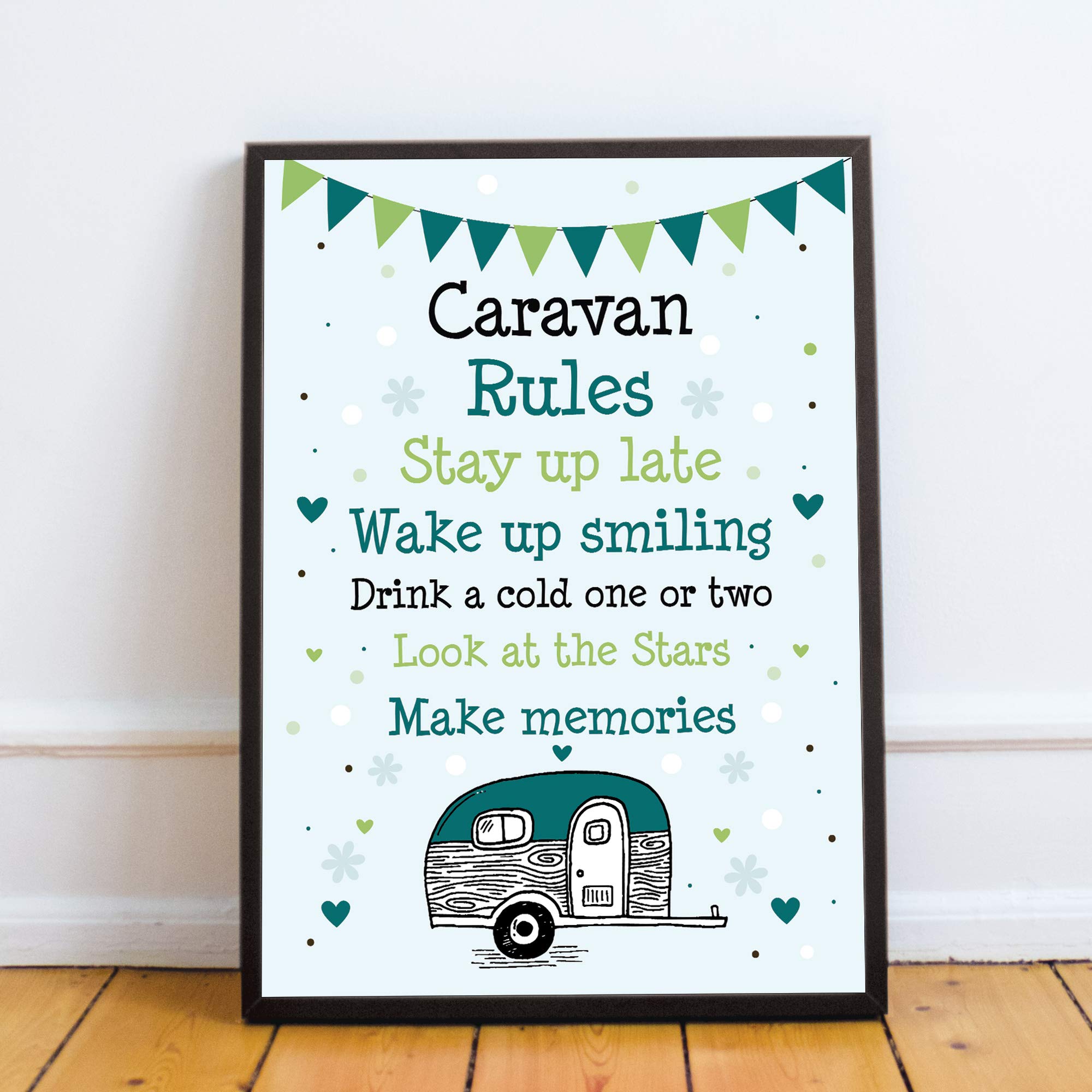 RED OCEAN Caravan Rules Sign Novelty Caravan Sign Framed Print Retirement Friend Gift
