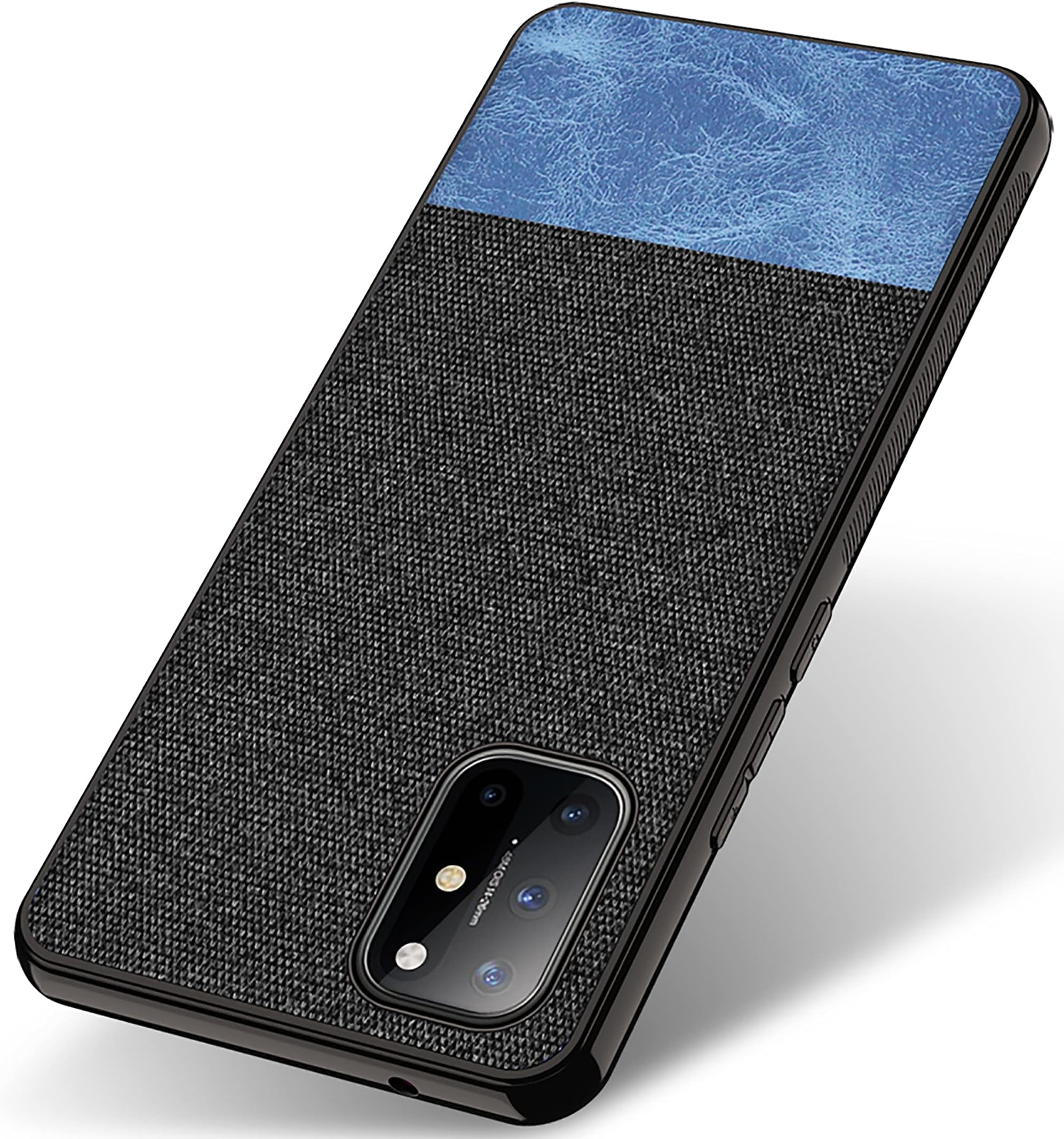Kapa Soft Fabric & Leather Hybrid Protective Case Cover for OnePlus 8T / One Plus 8T (Black, Blue)