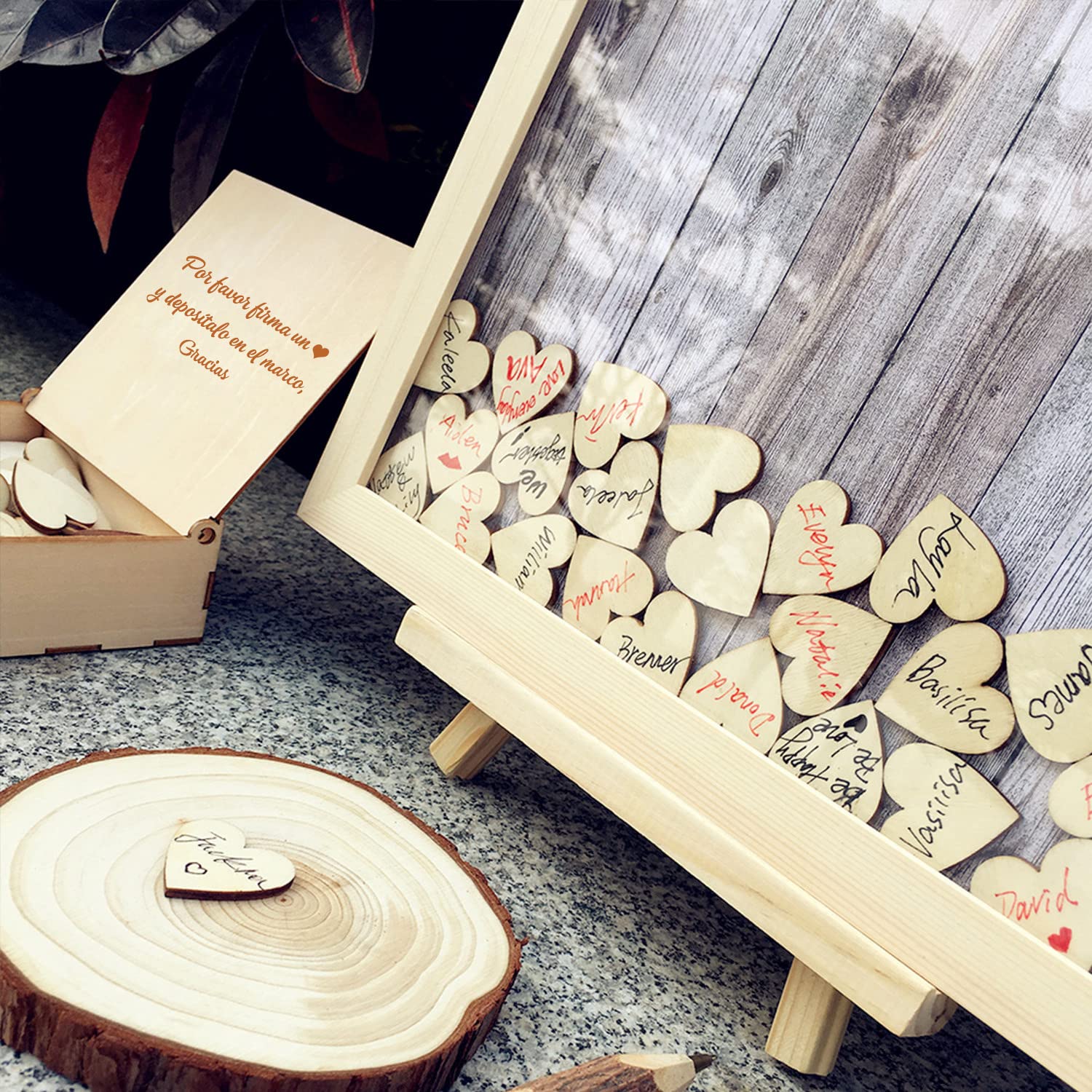 Libro de visitas de Boda Alternativa para la recepción de Bodas País rústico por Favor regístrese Libro de visitas 120 Piezas Regalos de Bautismo de Corazones
