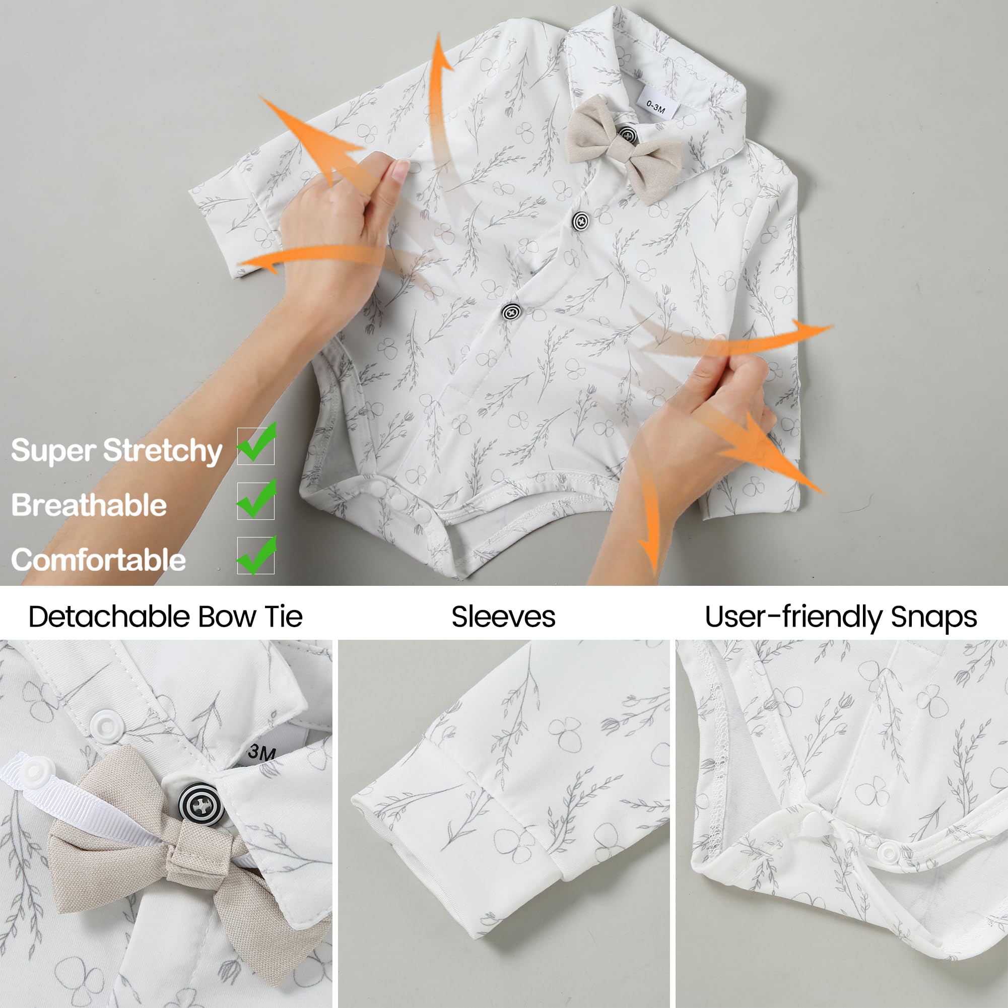 YALLET Baby-Kleidung für Jungen, 0–18 Monate, für Kleinkinder, Jungen, Gentleman, Hemd, Fliege, Weste, Hose, Set, Hochzeits-Party-Anzüge