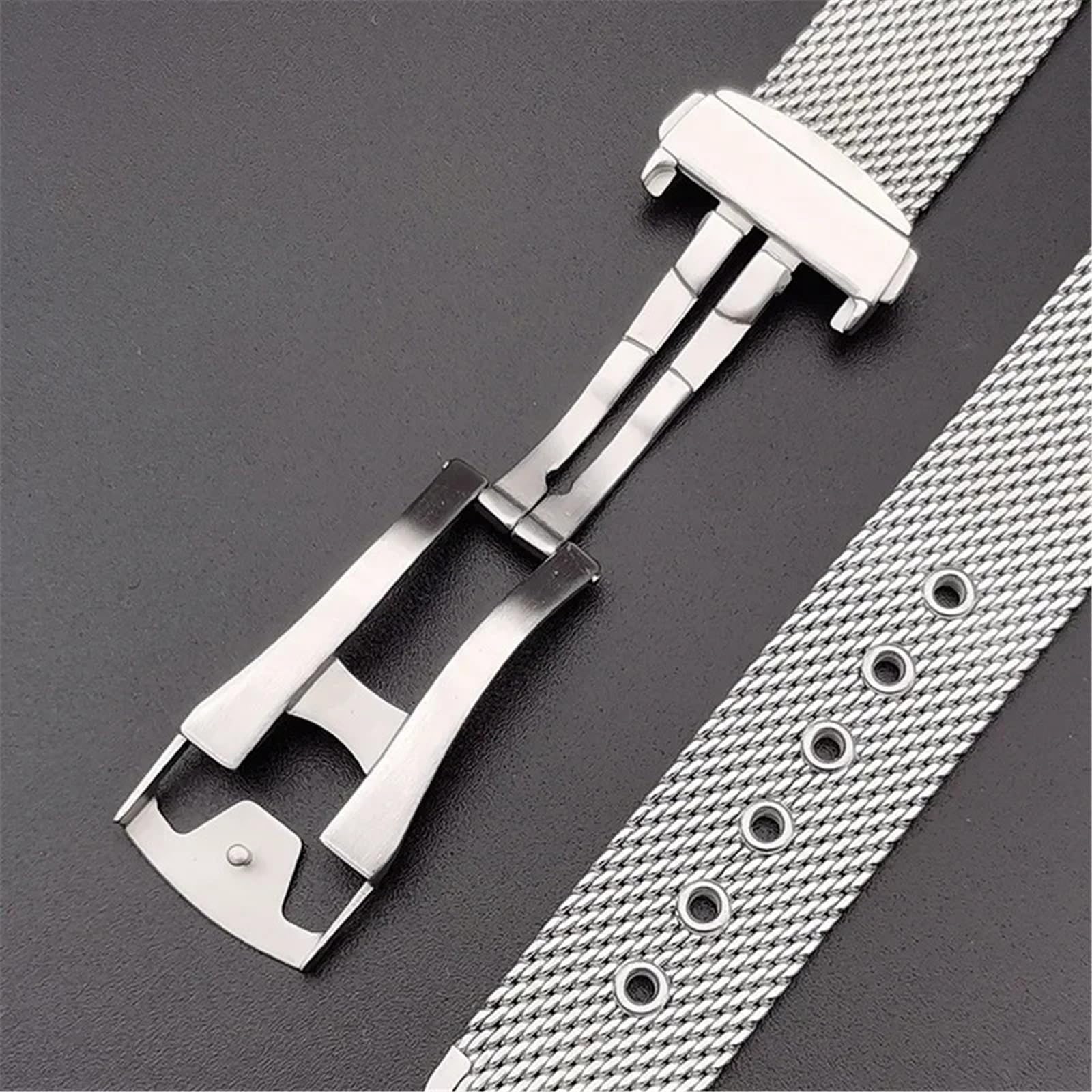 Correa de reloj de malla de acero inoxidable for hombre y mujer, correa de reloj de malla metálica Universal de 20mm y 22mm for cuarzo o reloj inteligente, correa de repuesto