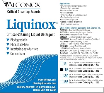 Alconox 1215 منظف سائل التنظيف الحرج Liquinox ، 15 طبل غالون   