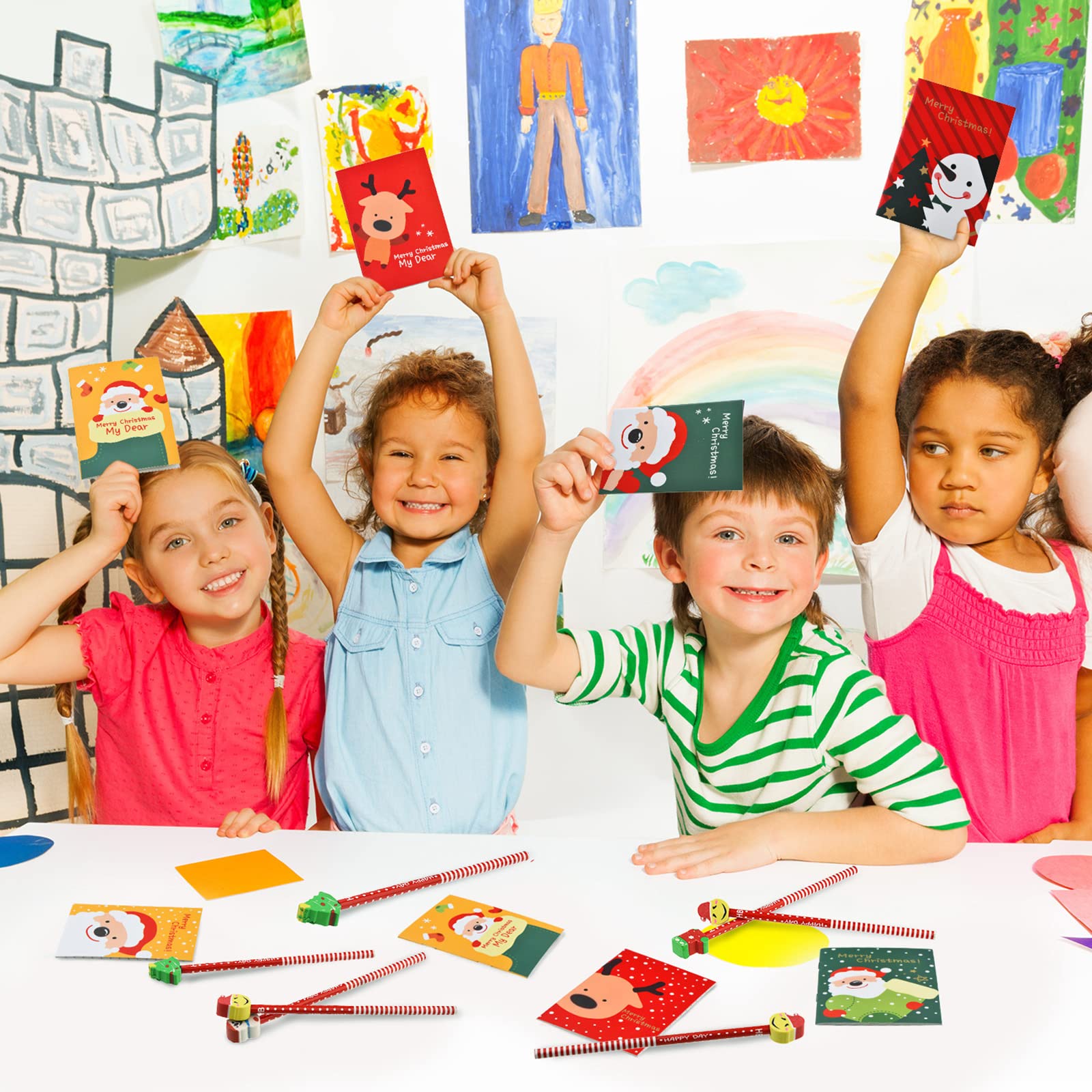 SUNNYCLUE 1 Boîte De 18 Capuchons De Crayon De Noël 6 Styles