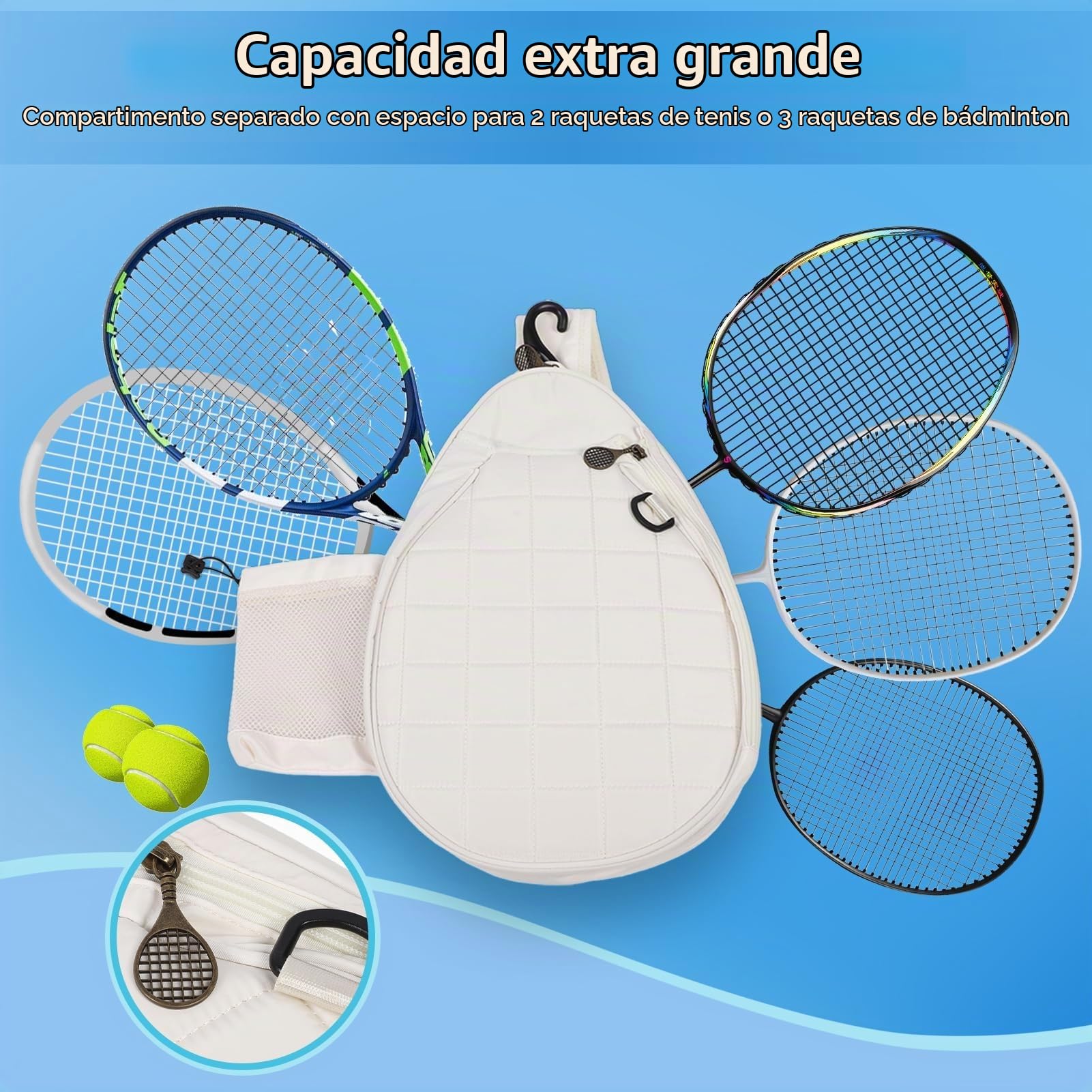 Ejoyous Bolsa de Tenis, Bolsa de Tenis Bolsa para Raqueta de Tenis Mochila de Tenis Ligera Bolsa de Hombro Acolchado de Espuma de Gran Capacidad Paleta de Pickleball Separación Seca y
