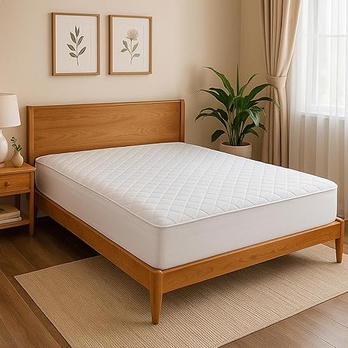 Pacific Linens Protector de colchón impermeable acolchado blanco, bolsillo profundo de hasta 20 pulgadas, tela suave y transpirable, lavable a