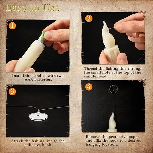 Miniatura 5 de Halloween Decorations - Floating Candles with Wand, 12 Pcs Flameless Candles with Warm Light Flickering, Witch Wizard Christmas Decor for Indoor