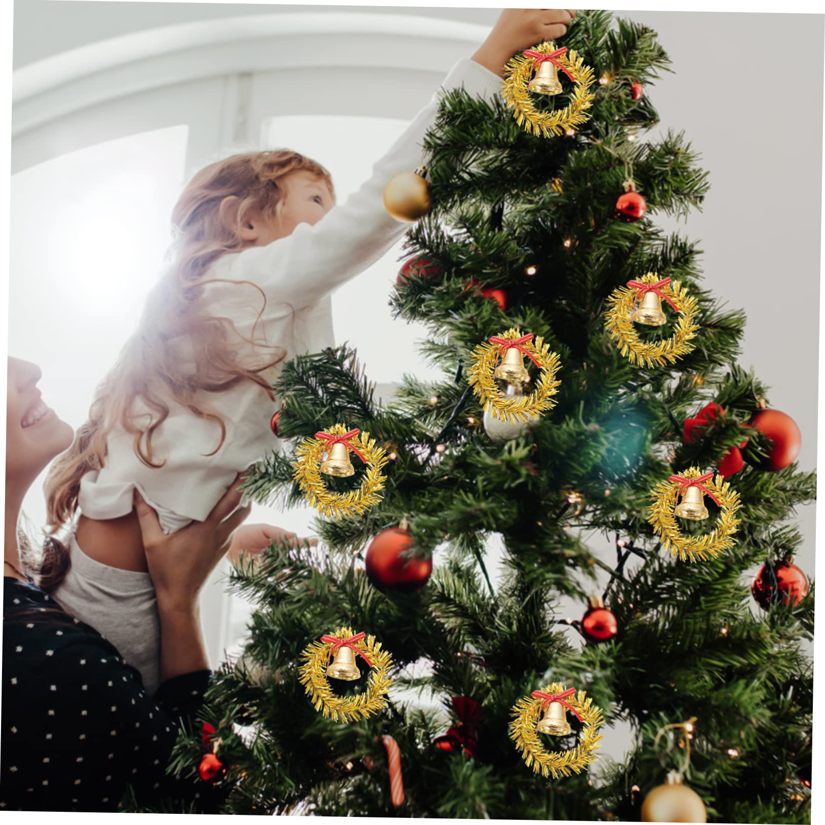 Alipis 50 Pz decorazione natalizia ciondolo campana di Natale ciondoli natalizi pendenti natalizi ciondolo natalizio oggetti di scena per campane appese a Natale plastica
