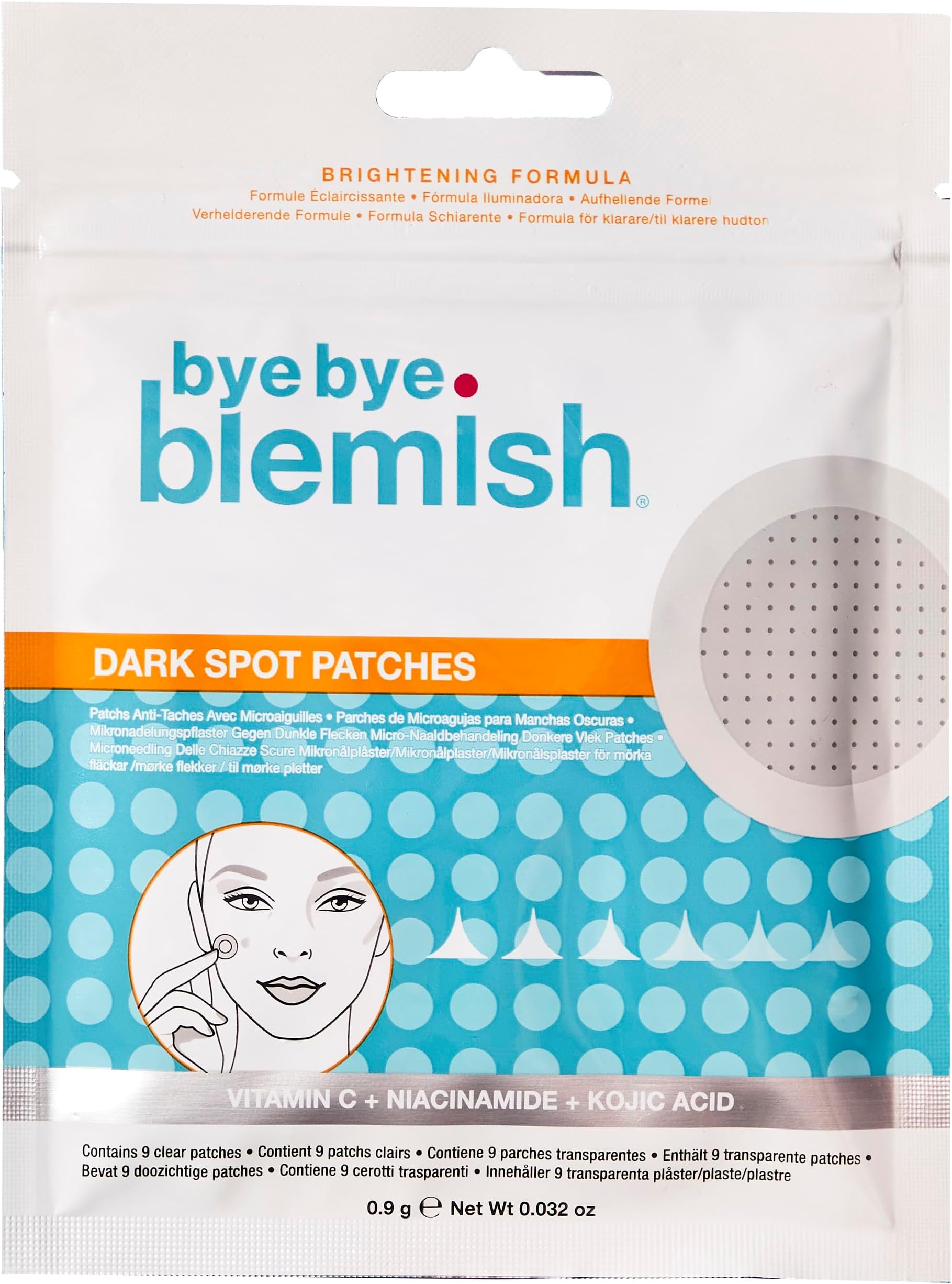 Bye Bye Blemish Acne Patches, 9 Clear Pimple Patches for Fast Acne Treatment, Blemish Spot Treatment for All Skin Types, 1-Pack