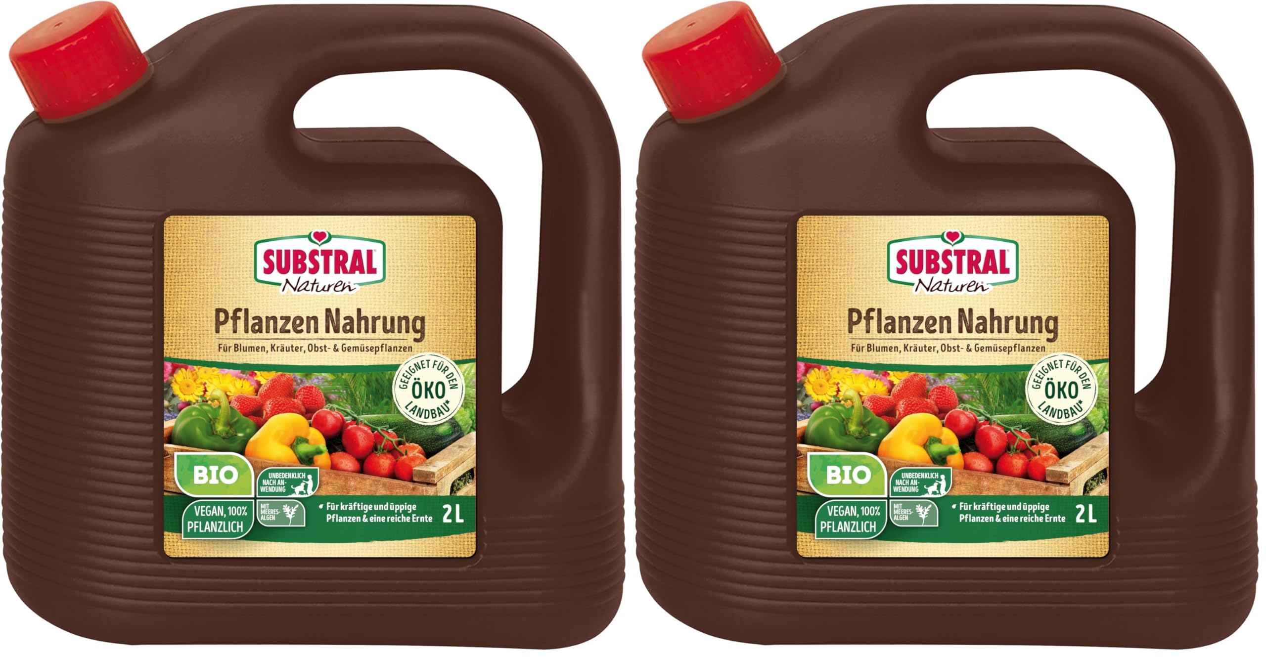 Substral Naturen Bio Pflanzen-Nahrung, pflanzlicher, veganer Flüssigdünger für Zierpflanzen, Obst & Gemüse, 2 L (Packung mit 2)