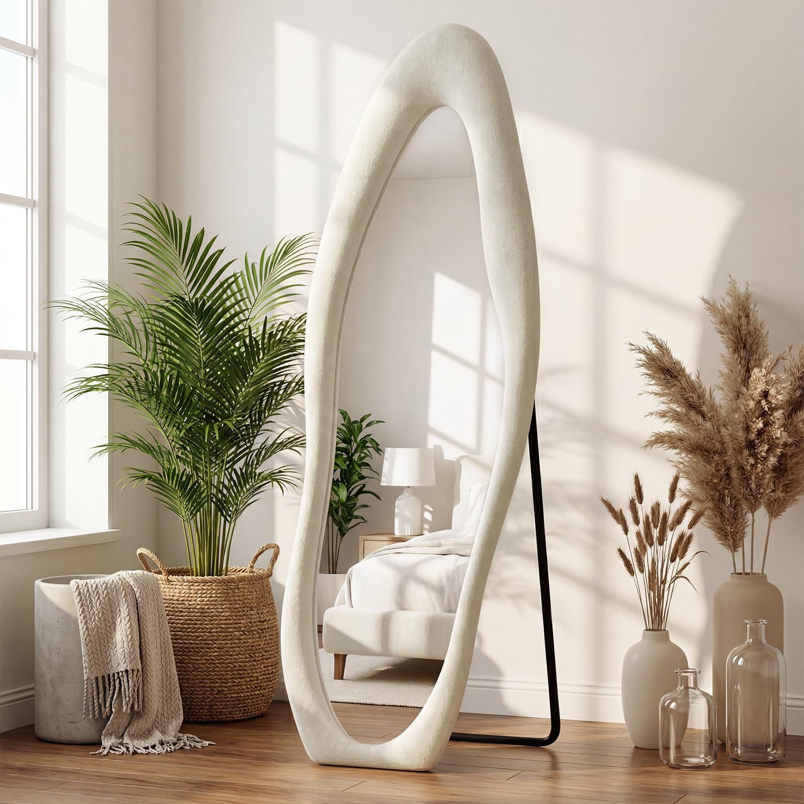 Photo 1 of ZHUNFA Full Length Mirror, 65" x 24", Flannel Wrapped Frame