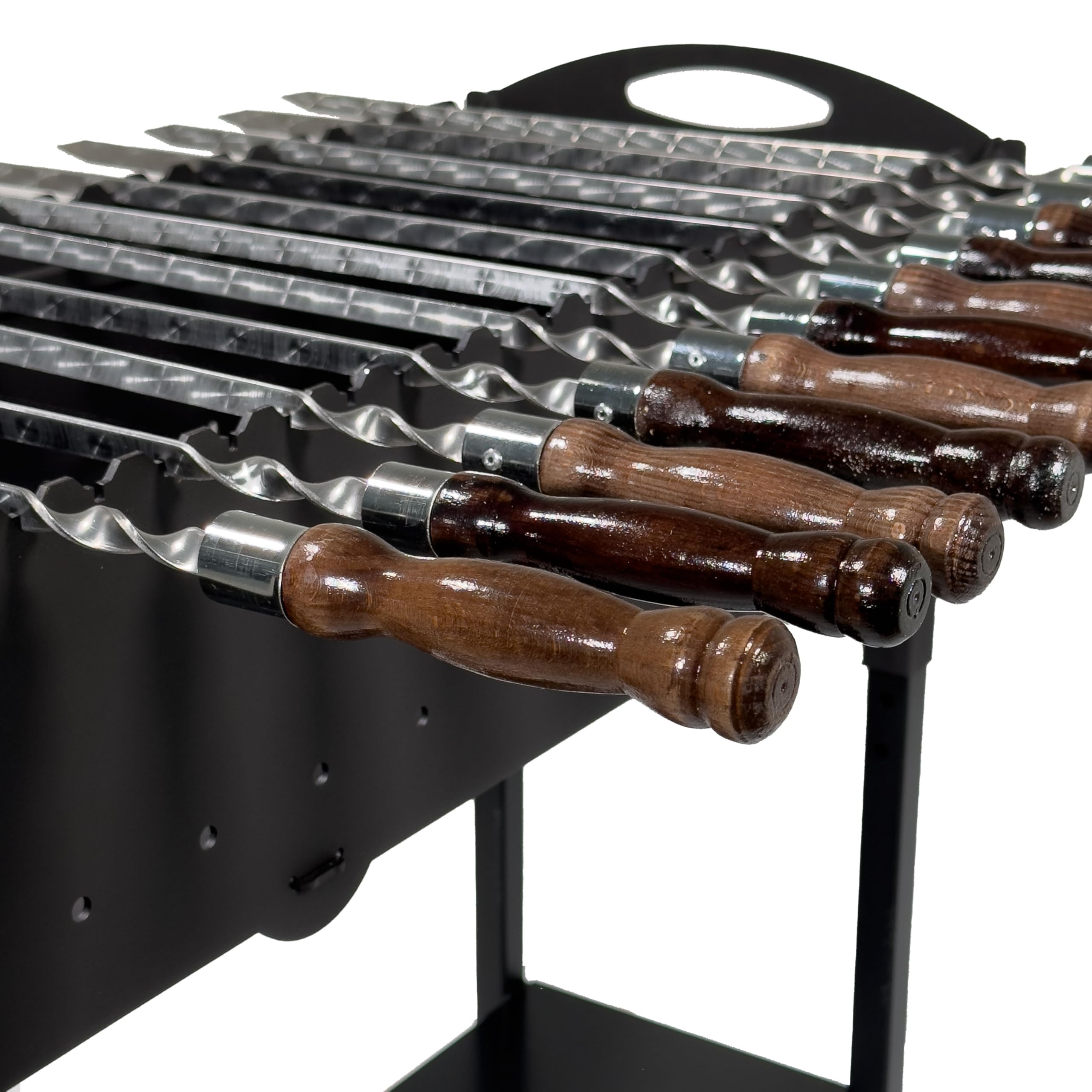 Gartengrill | Schaschlikgrill für 21 Spieße mit Rädern – Massiver Holzkohlegrill aus 3 mm Stahl, zerlegbar & mobil, stationärer Mangal Grill mit Ablage für Garten, Terrasse & Outdoor BBQ