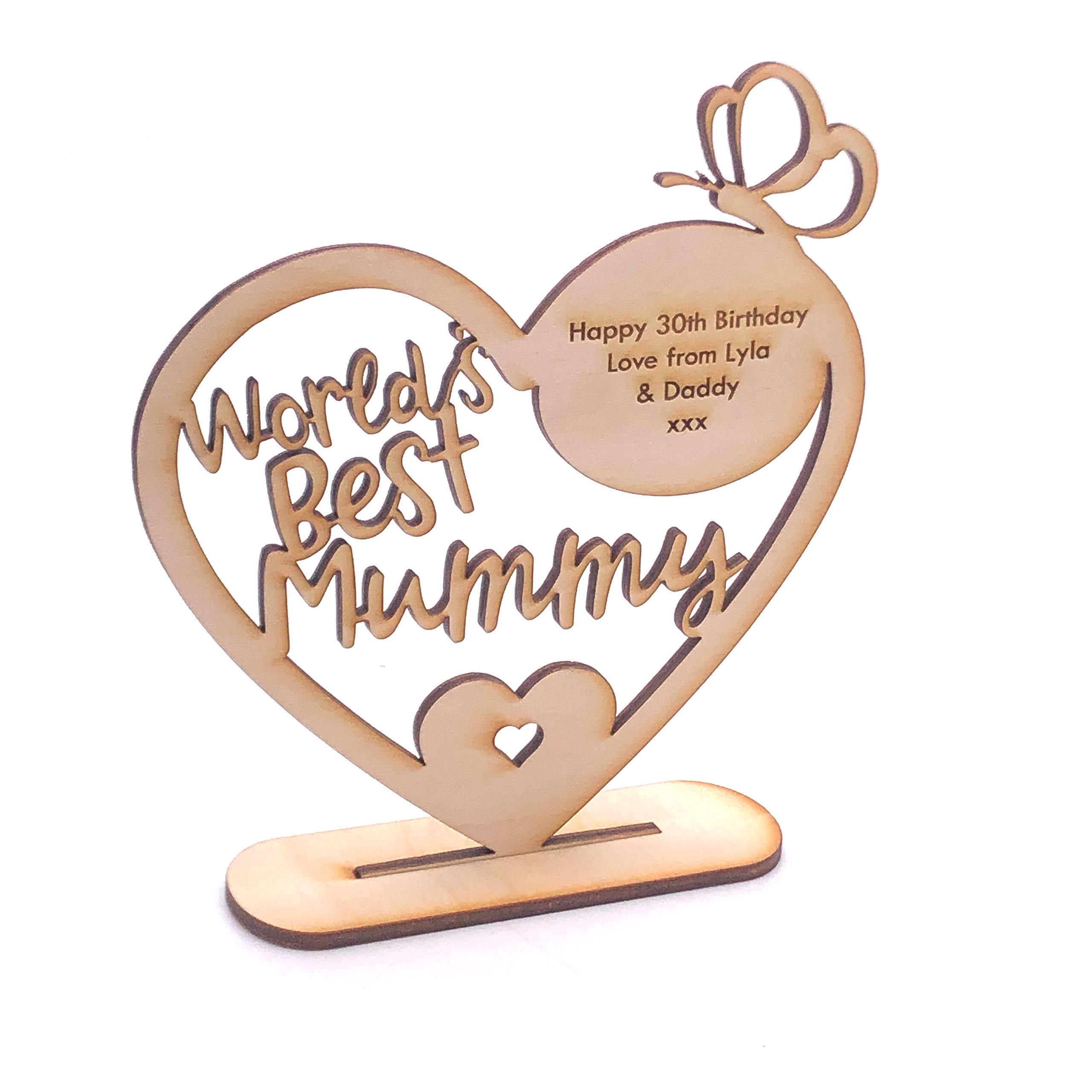 Ukgiftstoreonline Personalised Wooden Freestanding Heart Gift For Mummy With Message