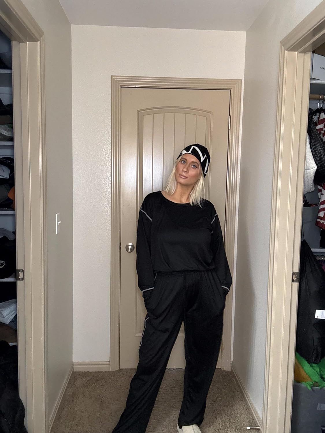 Ekouaer Women's Pajamas Set 2 Piece Lounge Sets Long Sleeve Crewneck Top and Pants Soft Pjs with Pockets - Image 3