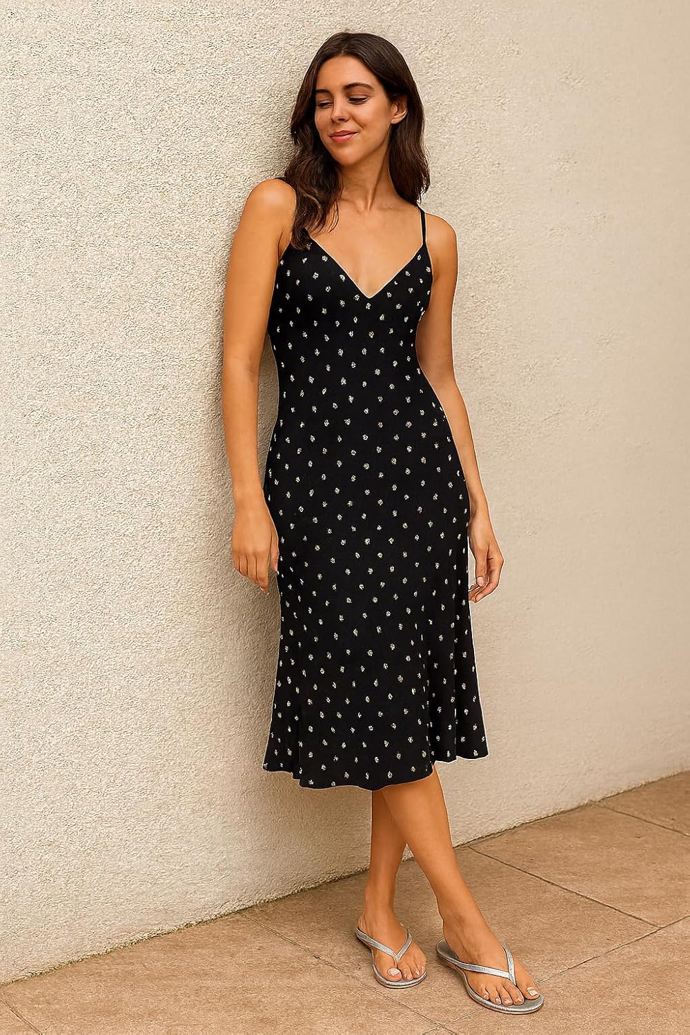 Summer Sandals Flip Flops for Women Vegan Leather Thong Trendy 2025 Dressy Cute Silver - Image 2