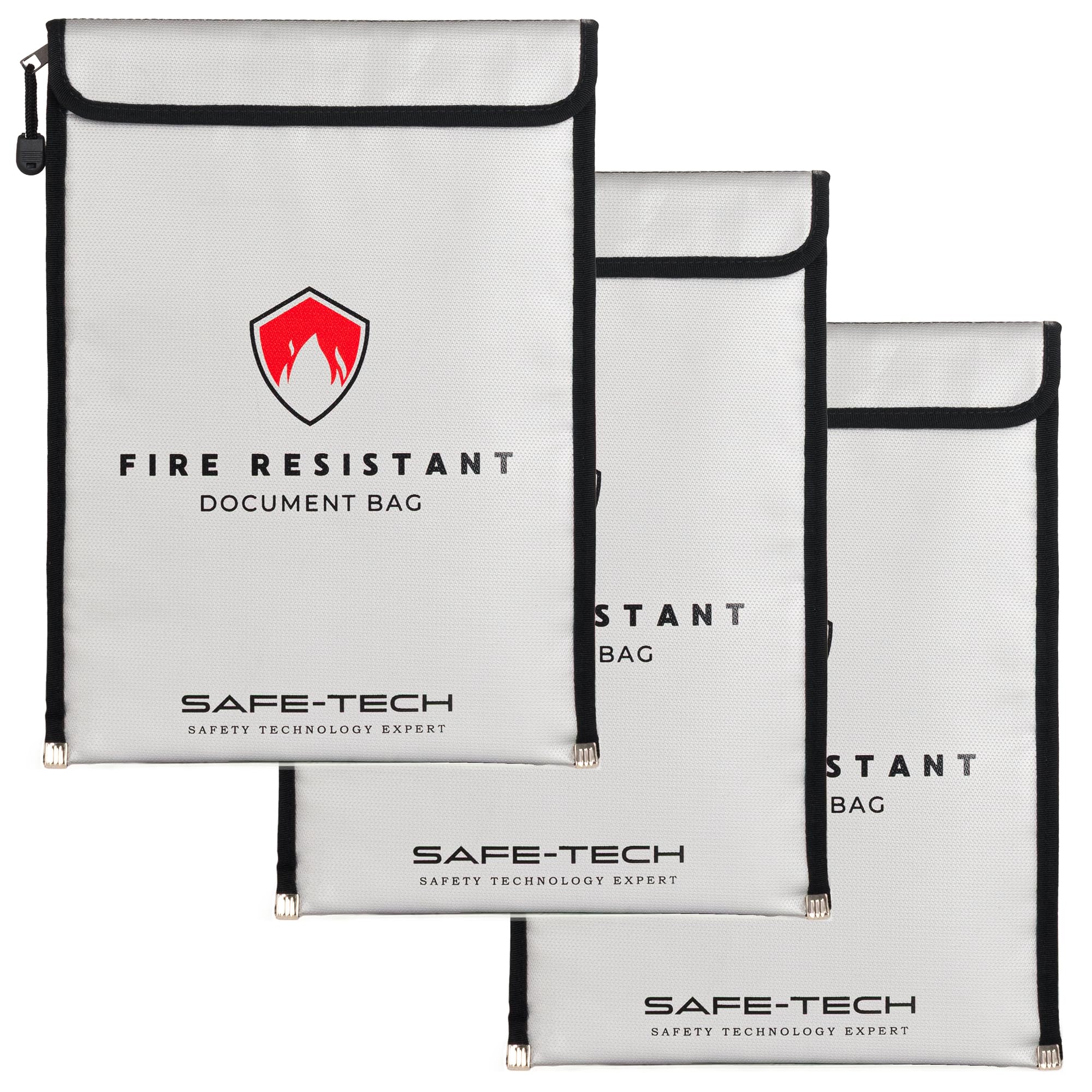 SAFE-TECH 3 Pack Upgraded Fireproof Document Bag, 1300°C Blow Torch Tested