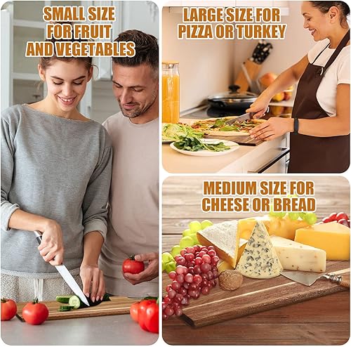 Miniatura 5 de Patelai Juego de 6 tablas de cortar con asas, grabado láser, charcutería de madera, tabla de cortar para servir a granel para inauguración de la