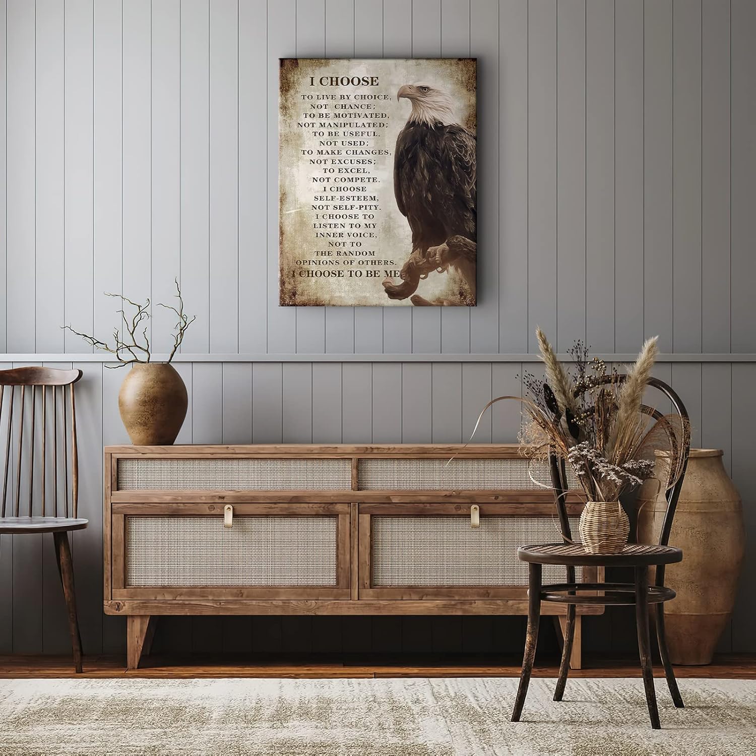 Motivational Canvas Christian Pictures Wall Decor Bald Eagle Gifts Inspirational Quotes Painting Wall Art for Office Bedroom Living Room Prints Artwork Framed 12"x16"