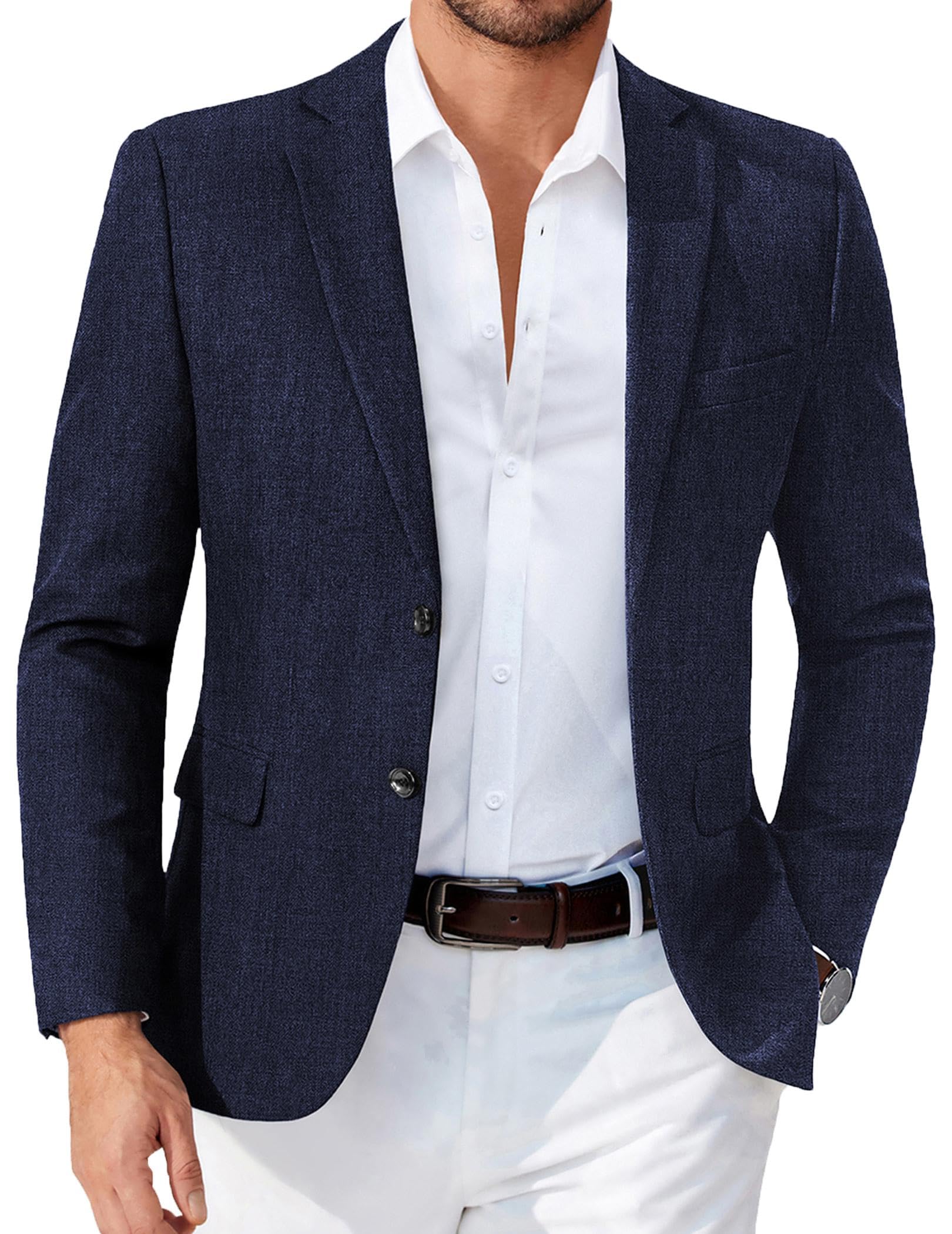 Mens Causal Blazer Two Button Suit Jackets Lightweight Slim Fit Sports Coats-image-1