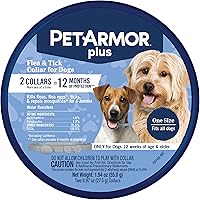 PetArmor Plus Flea & Tick Collar for Dogs: 12-Month Protection, Kills Fleas Ticks Eggs Larvae, Waterproof, One Size Fits All, 2-Pack