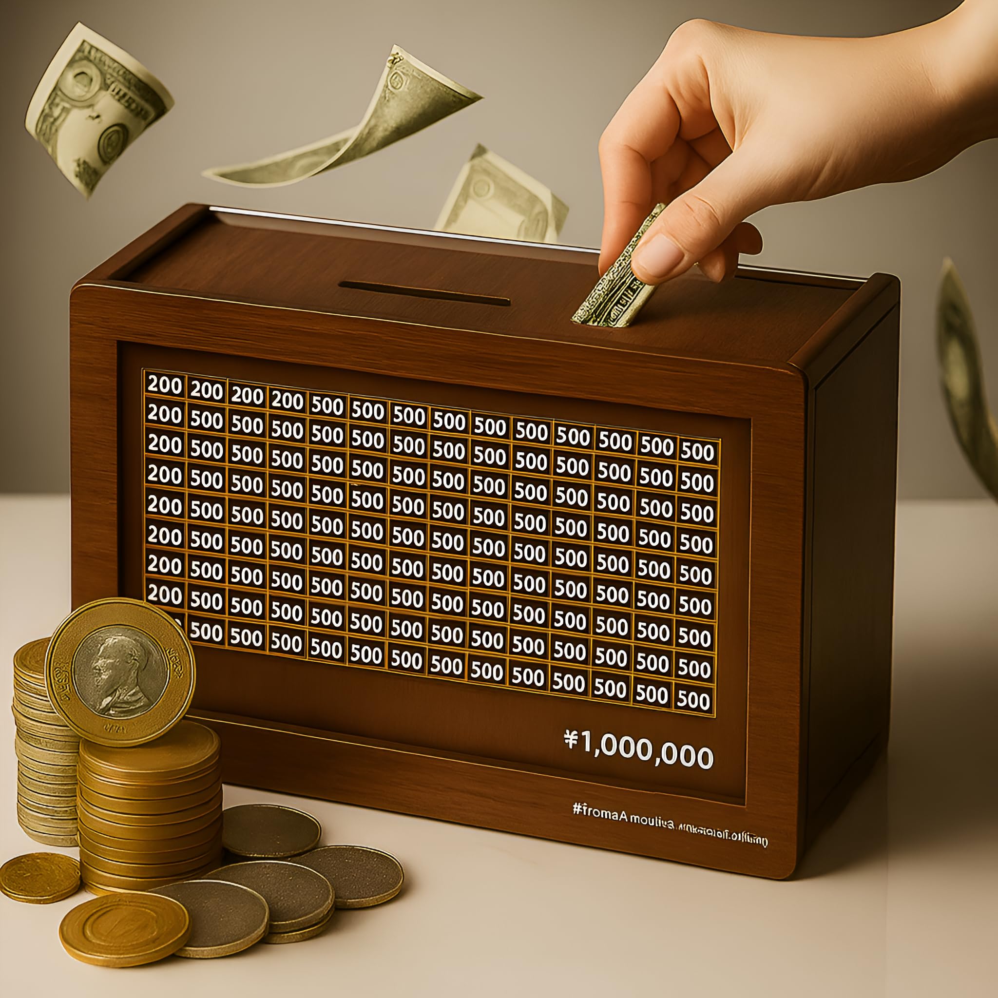 SD Decor Wooden Money Saving Box for Adults – 1 Lakh Piggy Bank with Number Tracker | Secure Gullak for Adults, Milestone Money Bank for Smart Savings & Gifting (100000 Goal)