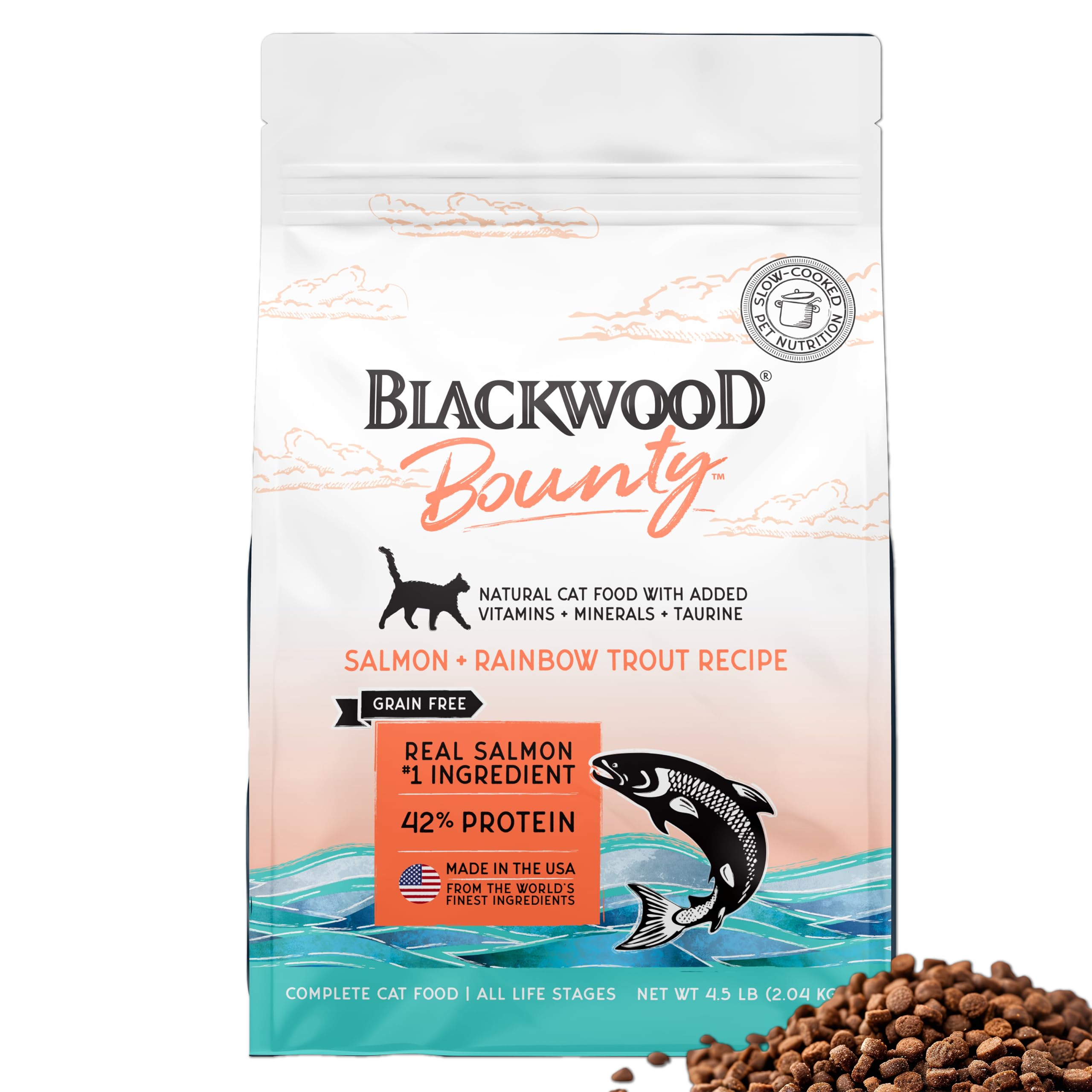 Blackwood Bounty Dry Cat Food, Salmon &amp; Rainbow Trout Recipe, 4.5 lb