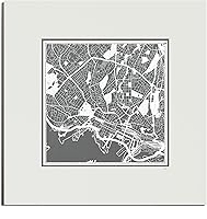 Vista 136 de O3 Design Studio Mapa de corte de papel Madrid negro mate de 20 x 20 pulgadas