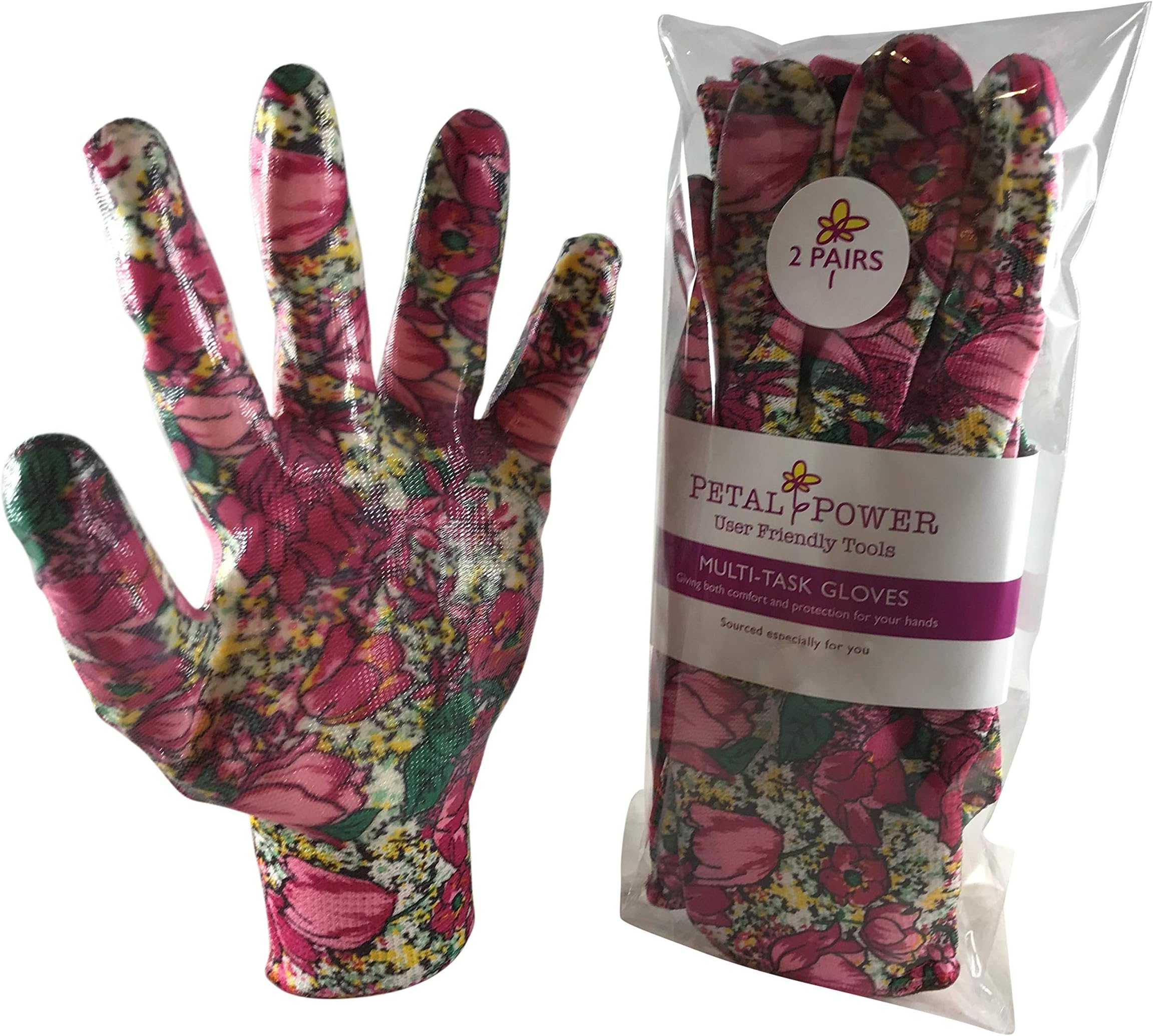 2 Pairs Ladies Gardening Gloves - Lightweight and Durable Work Gloves for Garden and Household Tasks - Ideal Gardening Gift for Women. (Small, Rose Garden Floral)