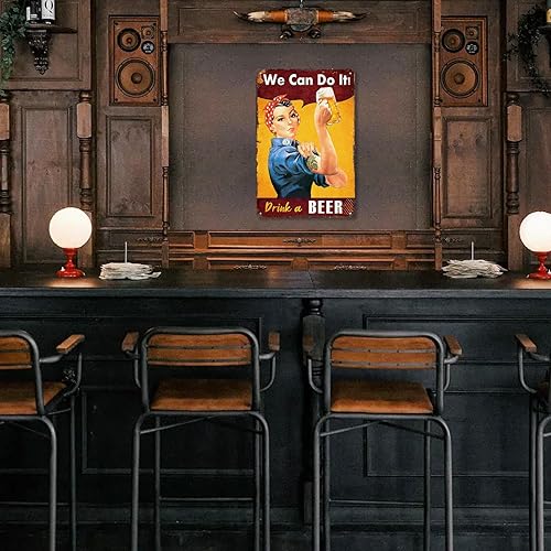 Miniatura 8 de Divertido letrero de bar o cueva de hombre, con texto en inglés We Can Do It Drink A Beer, letreros de cerveza de metal vintage para el hogar, bar,