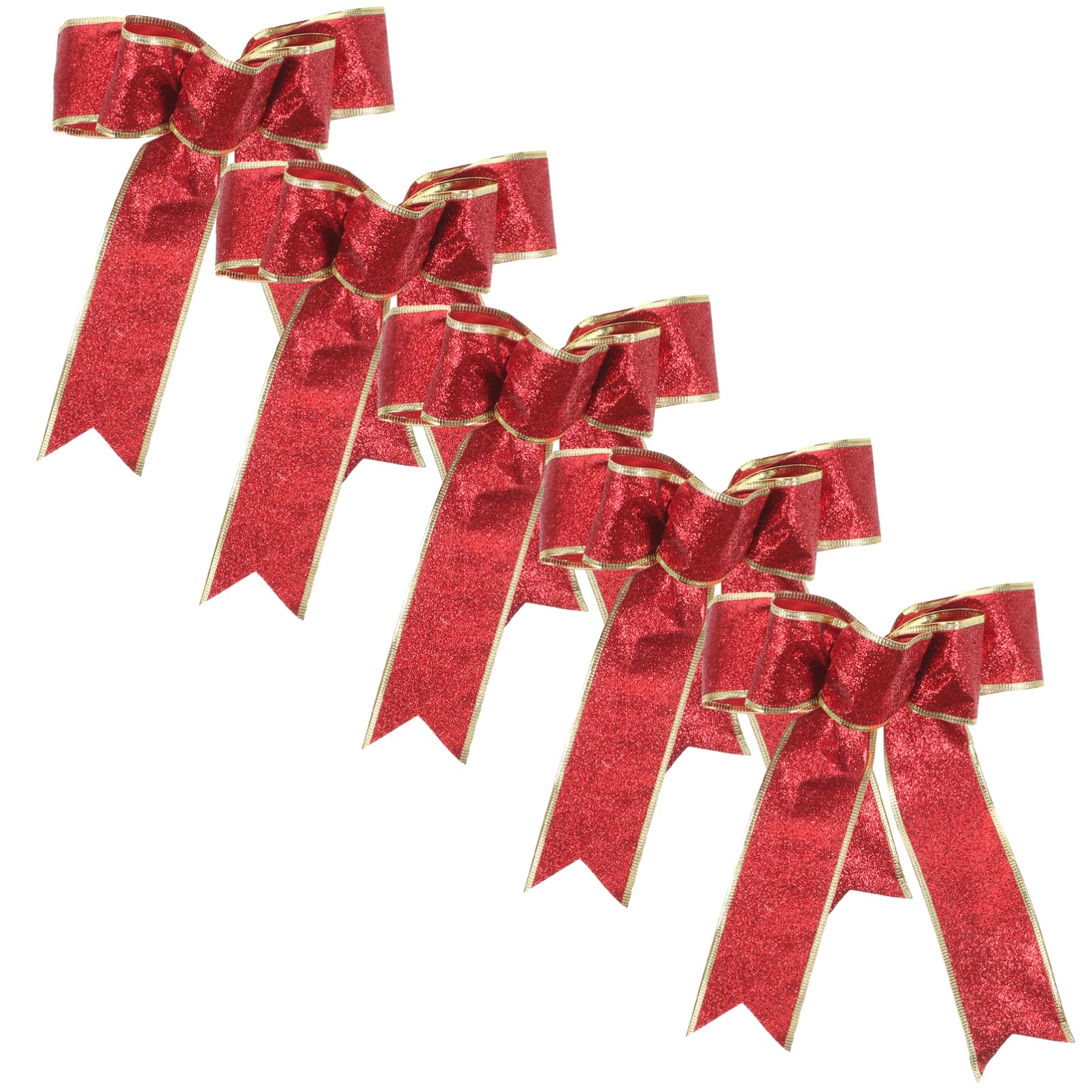 5 Uds 9 84 Lazos De Rojos Lazos De Lentejuelas Decorativos De Navidad Adornos De Lazo para Fiesta En Casa