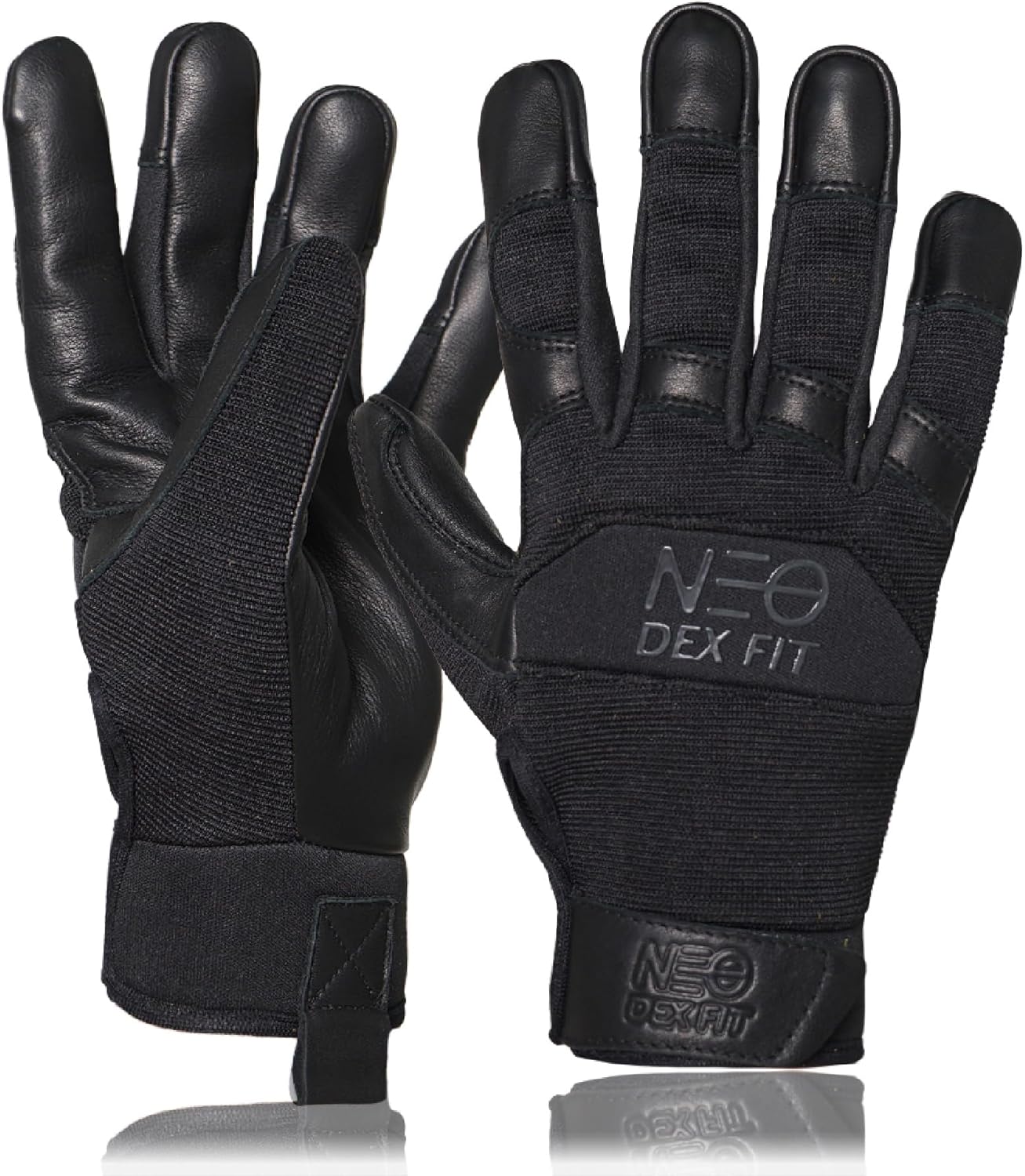 DEX FIT MG210P Mechanic Work Gloves, Waterproof Cowhide Leather Palm, Breathable Mesh Back, 3D Ergonomic Fit for Auto Repair, Construction, Gardening; Gold/Black M 1 Pair