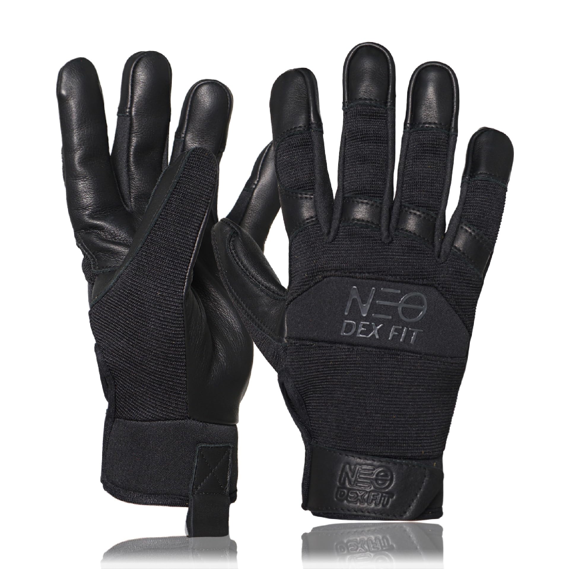 DEX FIT MG210P Mechanic Work Gloves, Waterproof Cowhide Leather Palm, Breathable Mesh Back, 3D Ergonomic Fit for Auto Repair, Construction, Gardening; Black/Black XL 1 Pair