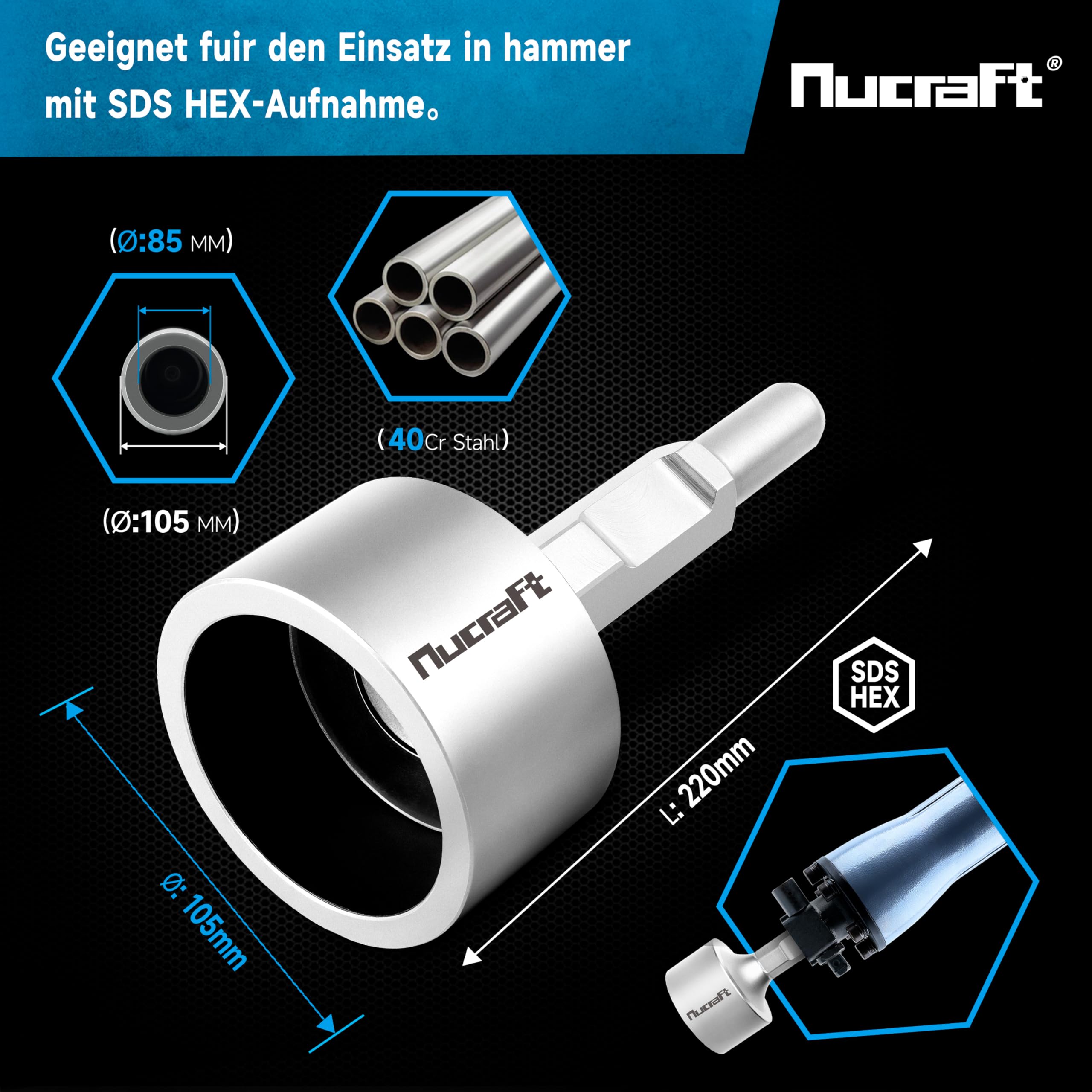 Nucraft Jack Hamme Star/holzpflöcke Picket post driver Treiber Pfahlramme SDS HEX Erdnageleintreiber zum Einstecken von Holzpflöcke 85x105x220mm jackhammer