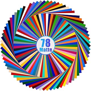 Lya Vinyl 78 Pack Matte Permanent Adhesive Vinyl, 39 Matte Colors Vinyl Sheets for Cricut and Silhouette, Party Decoratio...