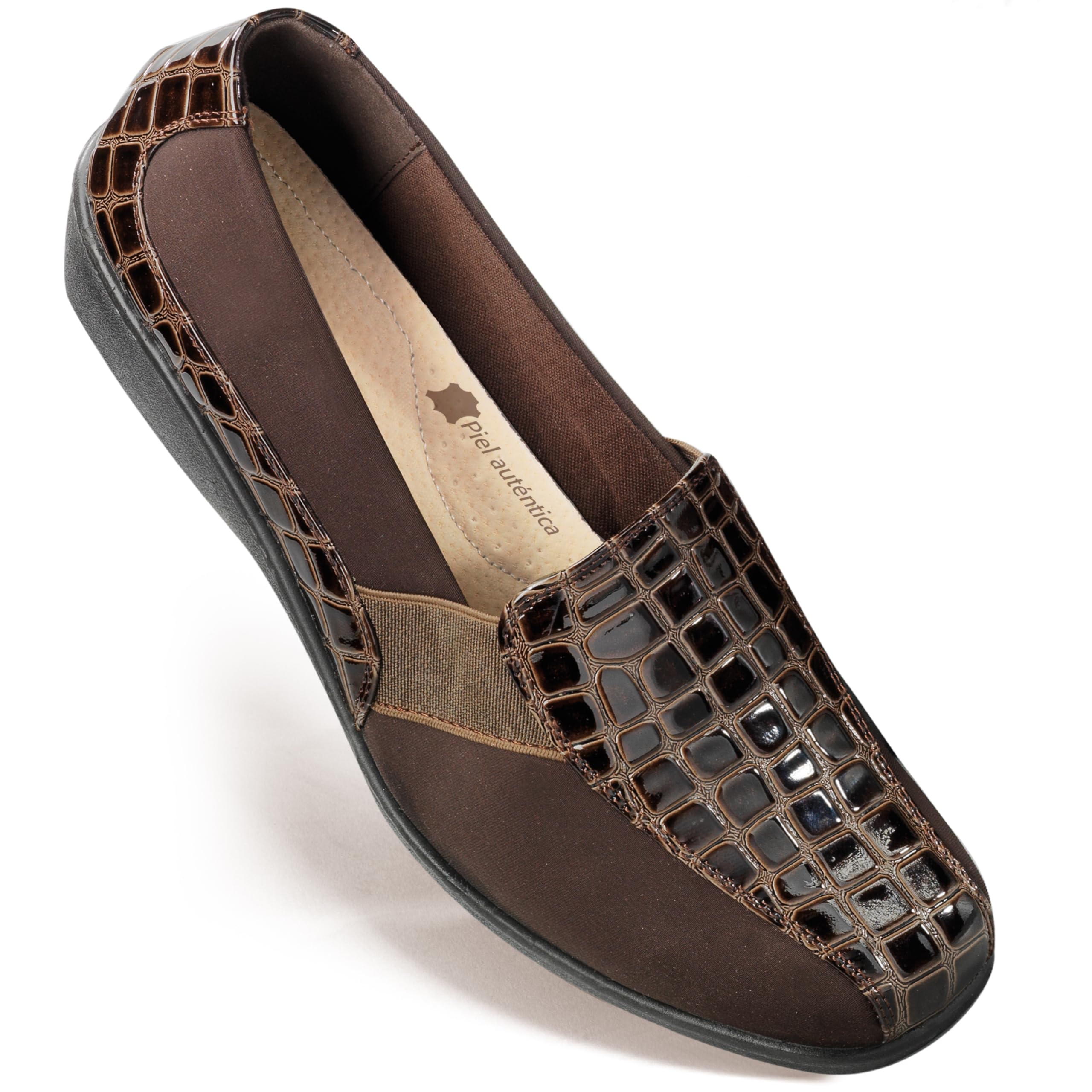 GALERIA DEL COLECCIONISTA Damenschuhe mit hohem Komfort, extra breite Passform, einfach anzuziehen: verstellbar, Innensohle aus Leder, rutschfeste Sohle, bequemer Keilabsatz: flexibel und elegant
