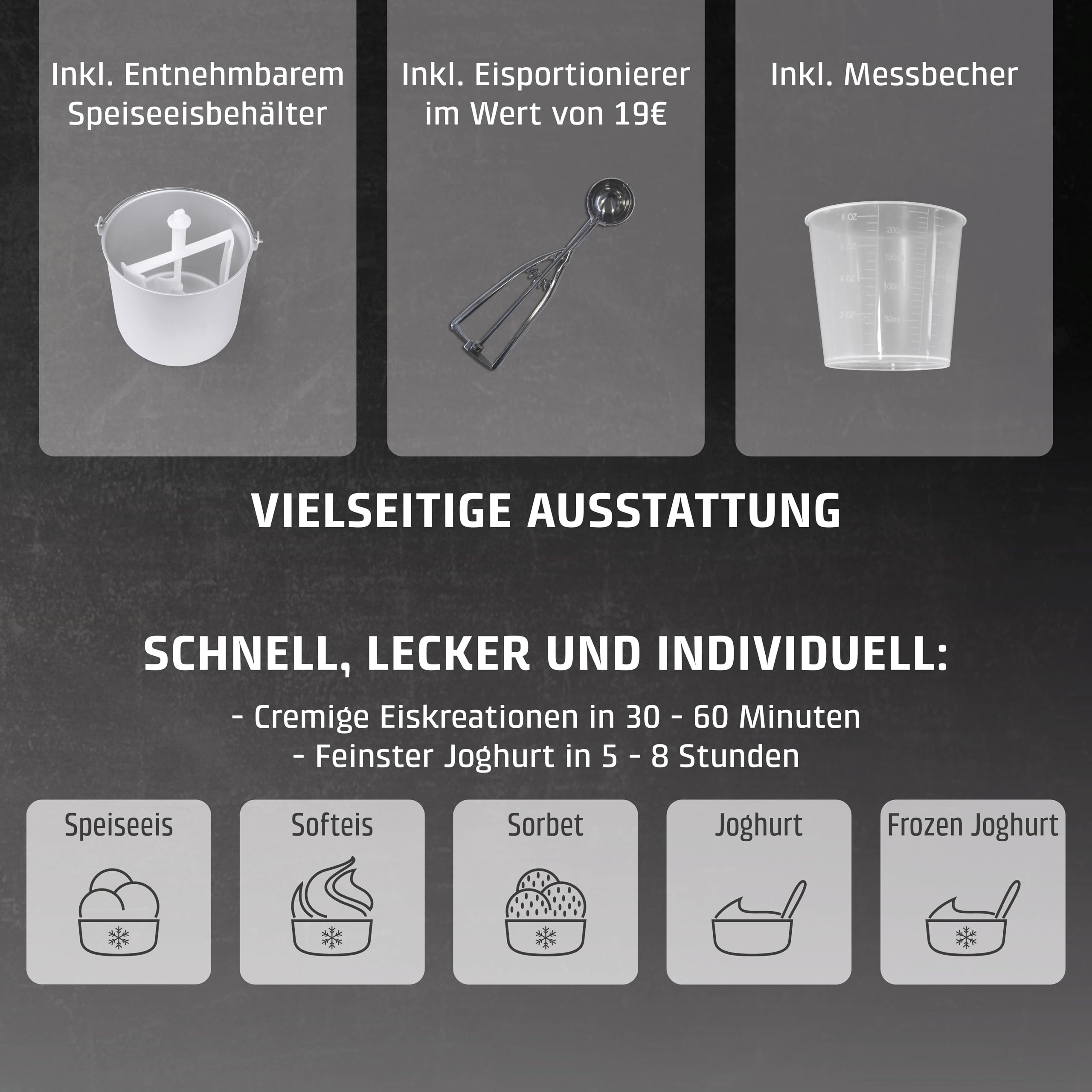 CASO Ice Creamer - 2 in 1 Design Eismaschine und Joghurtmaschine mit Kompressortechnik, kein Vorkühlen notwendig, produziert bis zu 2 Liter Eiscreme, Speiseeis oder Joghurt