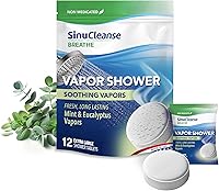 SinuCleanse Eucalyptus & Mint Vapor Shower Steamers - 12 Extra Large All-Natural Tablets for Aromatherapy Relief & Relaxation, Made in USA