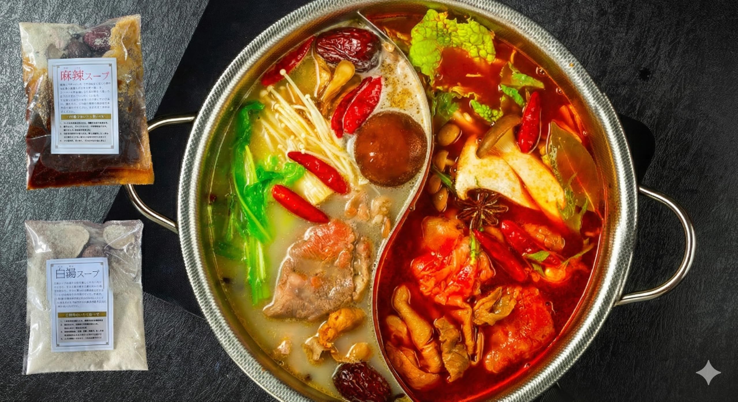 Amazon | 火鍋の素 麻辣スープ＆白湯スープ 漢方スパイス配合 食べ比べ