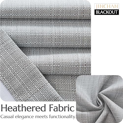 Miniatura 5 de jinchan Cortinas 100% opacas para dormitorio, sala de estar, cortinas opacas de lino de 84 pulgadas de largo, cortinas de oscurecimiento de