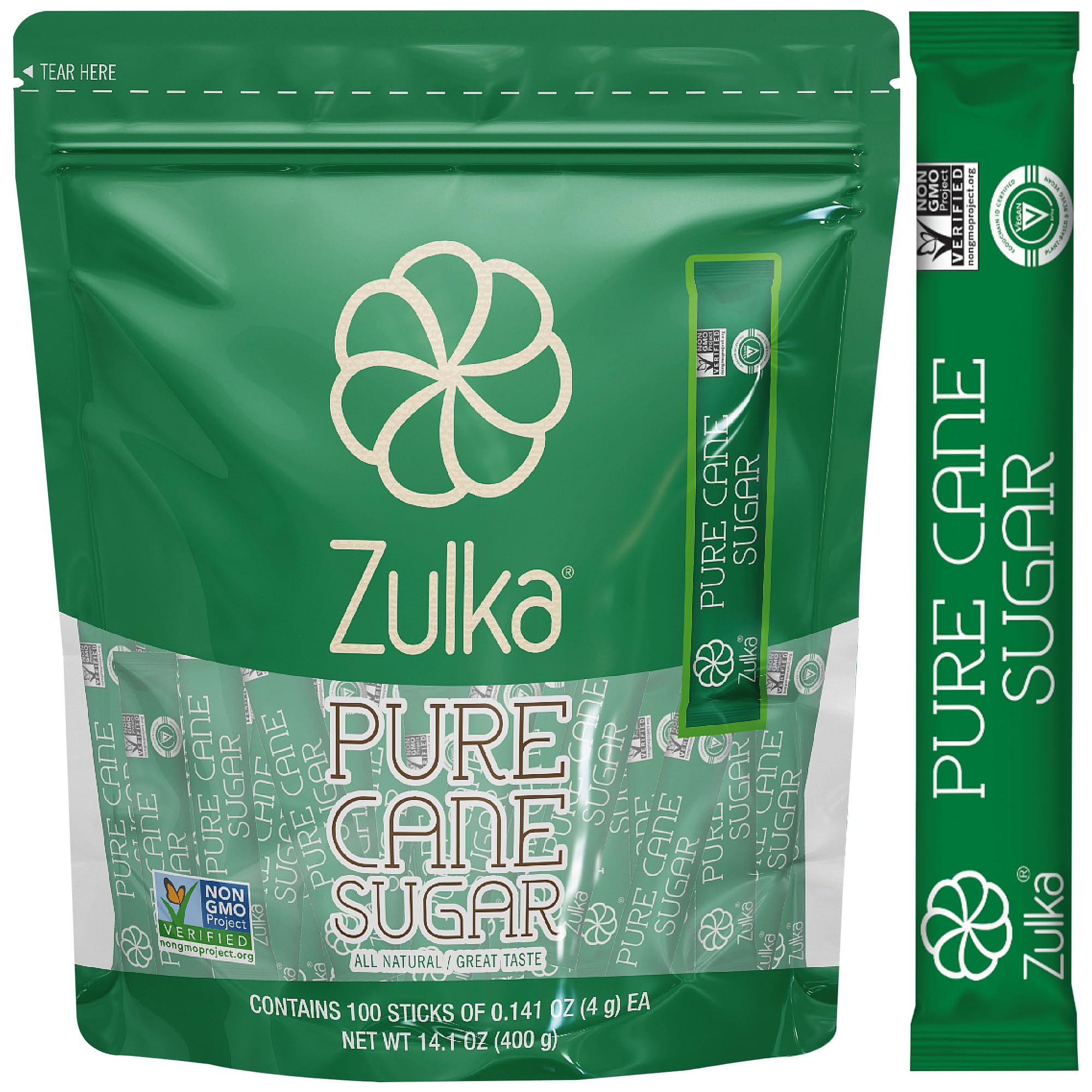 Amazon.com: Zulka 100 Individual Sugar Packets for Coffee, 0.14 oz