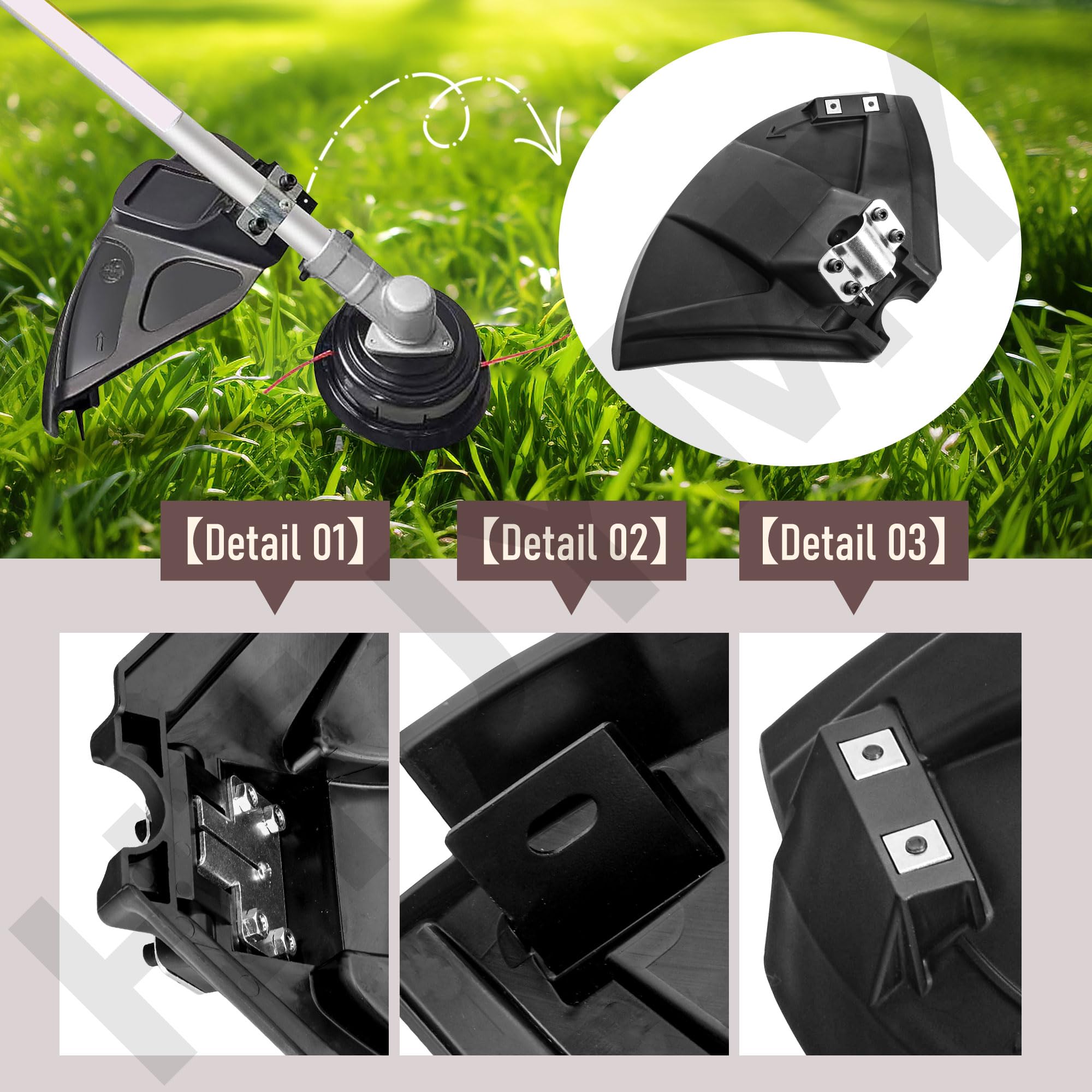 P021032702 - Conjunto de protección compatible con desbrozadora/recortadora Shin-daiwa B45 B450 C350 C270 C-27 T270 T350 T-27 sustituye a 72005-16000, 72441-16003